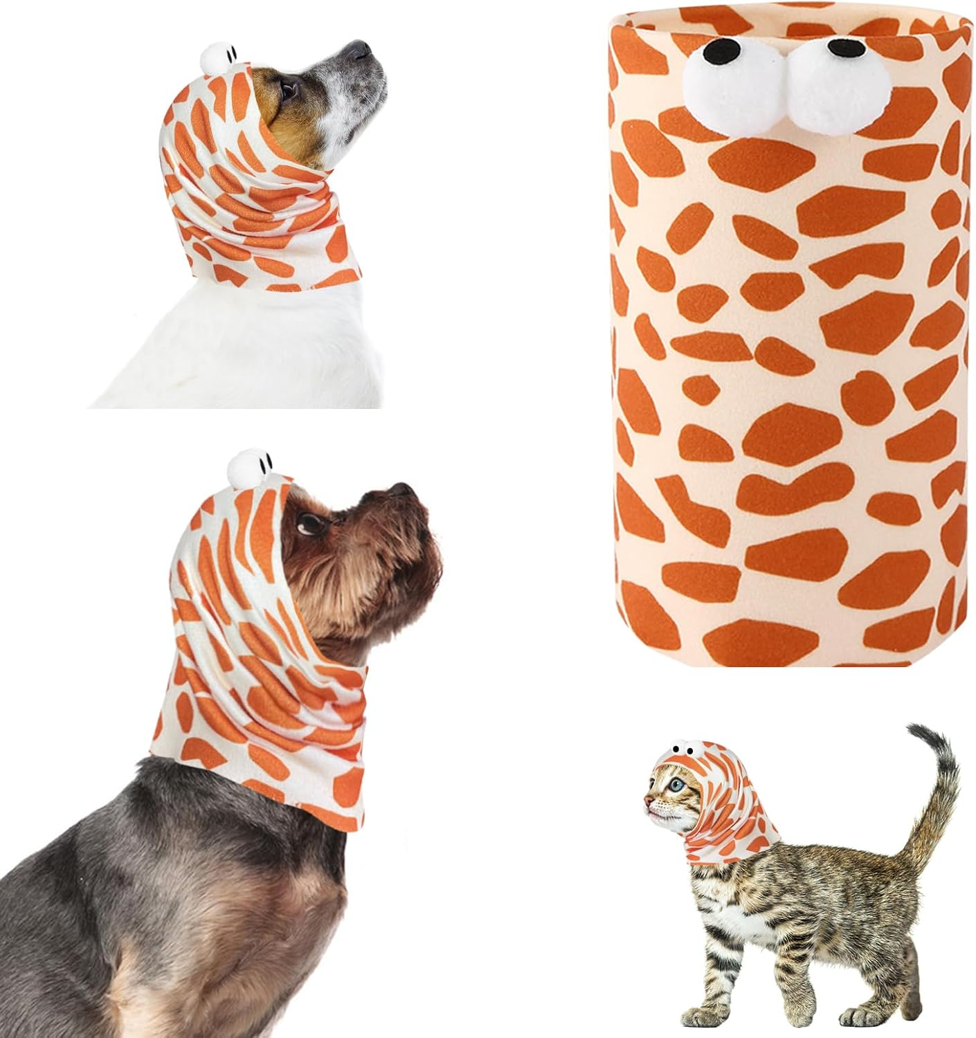 Yoolhamy Dog Snood Dog Ear Protectors for Grooming Ear Muffs Noise Protection Dog Neck and Ears Warmer Headwear for Pet Dogs and Cats Bathing (Cow, L)