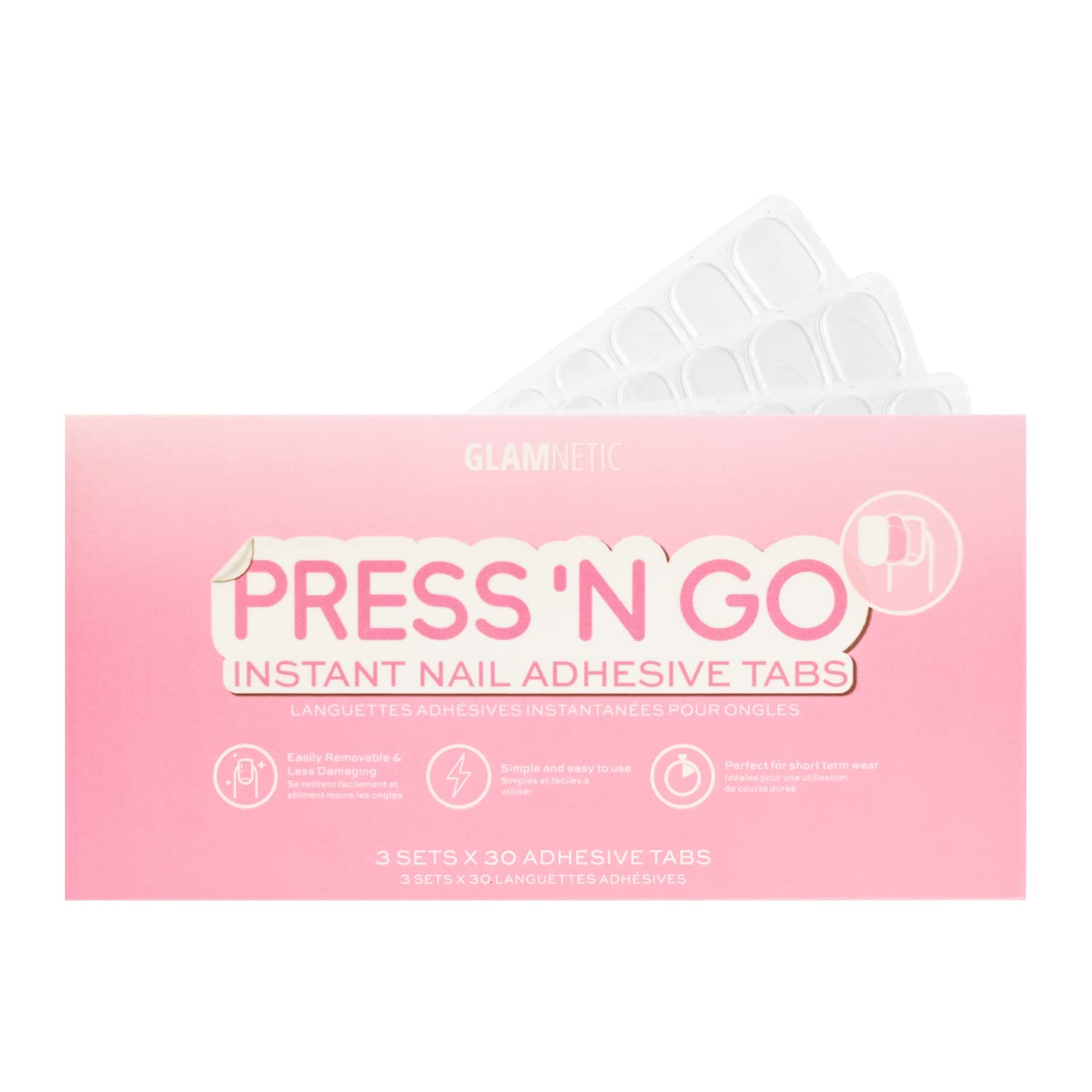 Glamnetic Press 'N Go Instant Nail Adhesive Tabs | Short Term Wear, Easily Removable & Less Damaging, Customized Fit | 90 Tabs image number 1