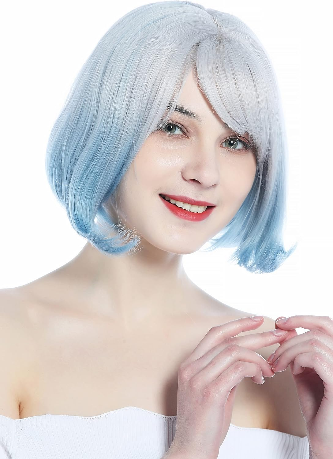 WIG ME up - DL228-88AR3904 Women'S Wig Short Bob Blue Light Blue Silver Highlighted image number 5