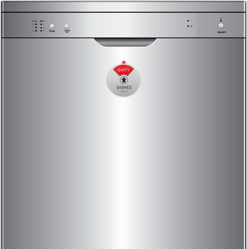 Kichwit Clean Dirty Dishwasher Magnet with the 3Rd Option &ldquo;Running&rdquo;, Perfect for Quiet Dishwashers, Non-Scratch Strong Magnet Backing, Residue Free Adhesive Included, 3.5&rdquo; Diameter, Silver image number 3
