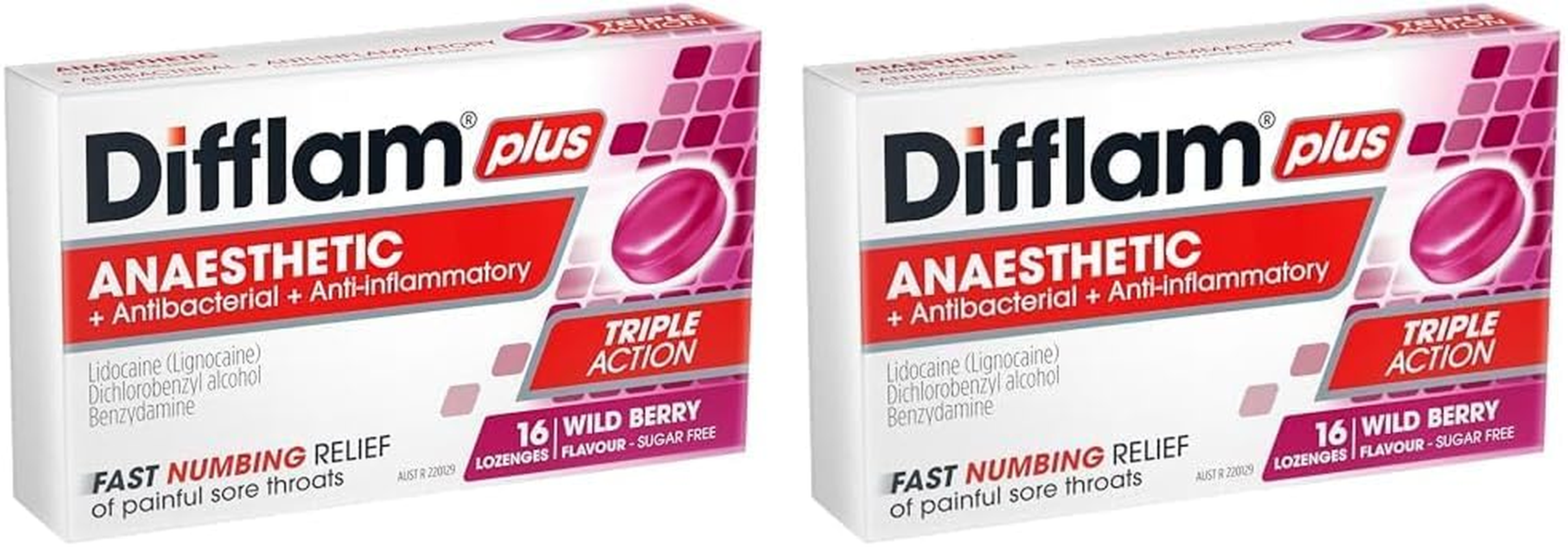 Difflam plus Anaesthetic Sore Throat Lozenges, Berry, 16 Count (Pack of 2) image number 5