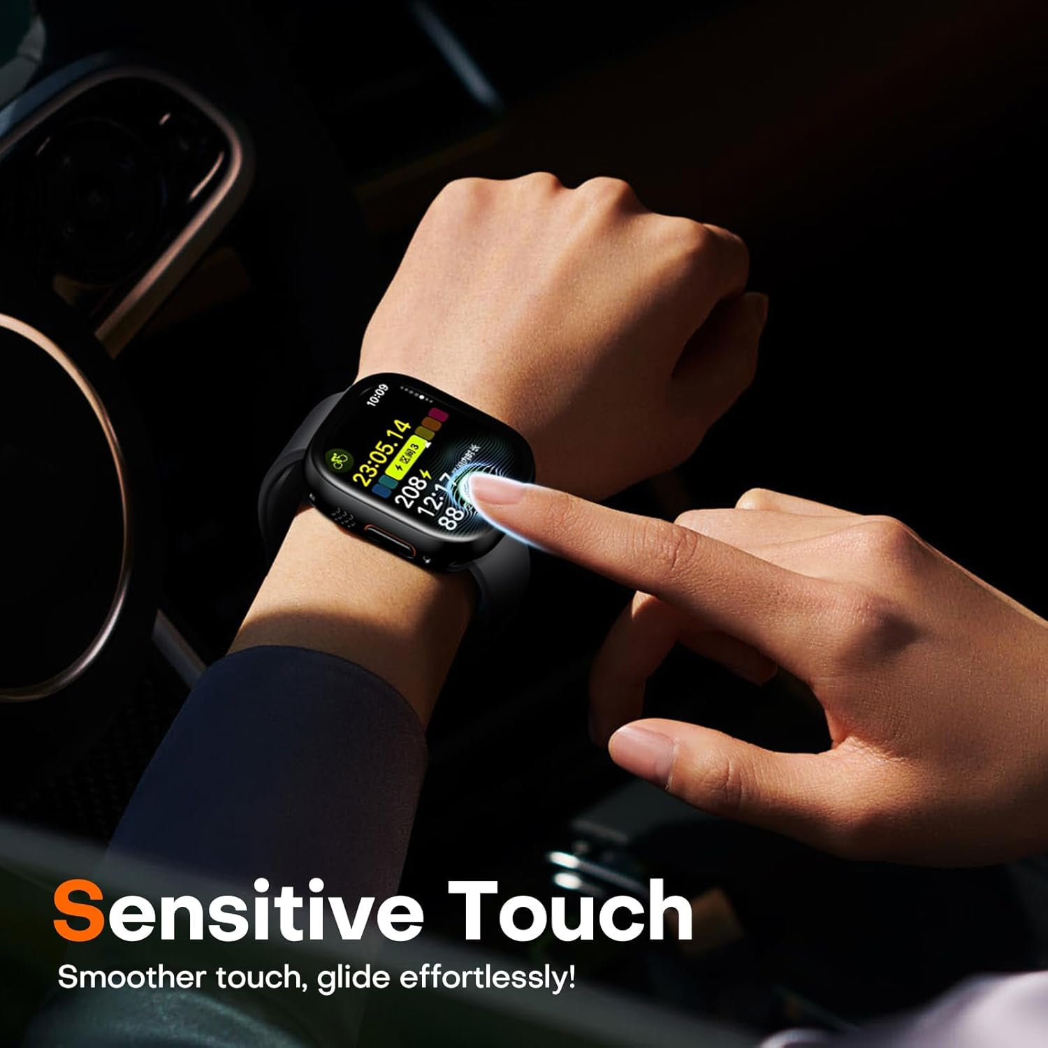 TAURI 2 Pack Hard Case Designed for Apple Watch Ultra 3/2/1 49Mm, [360&deg; Shockproof] with 9H Tempered Glass Screen Protector, [Scratch-Resistant] Cover - Black image number 3