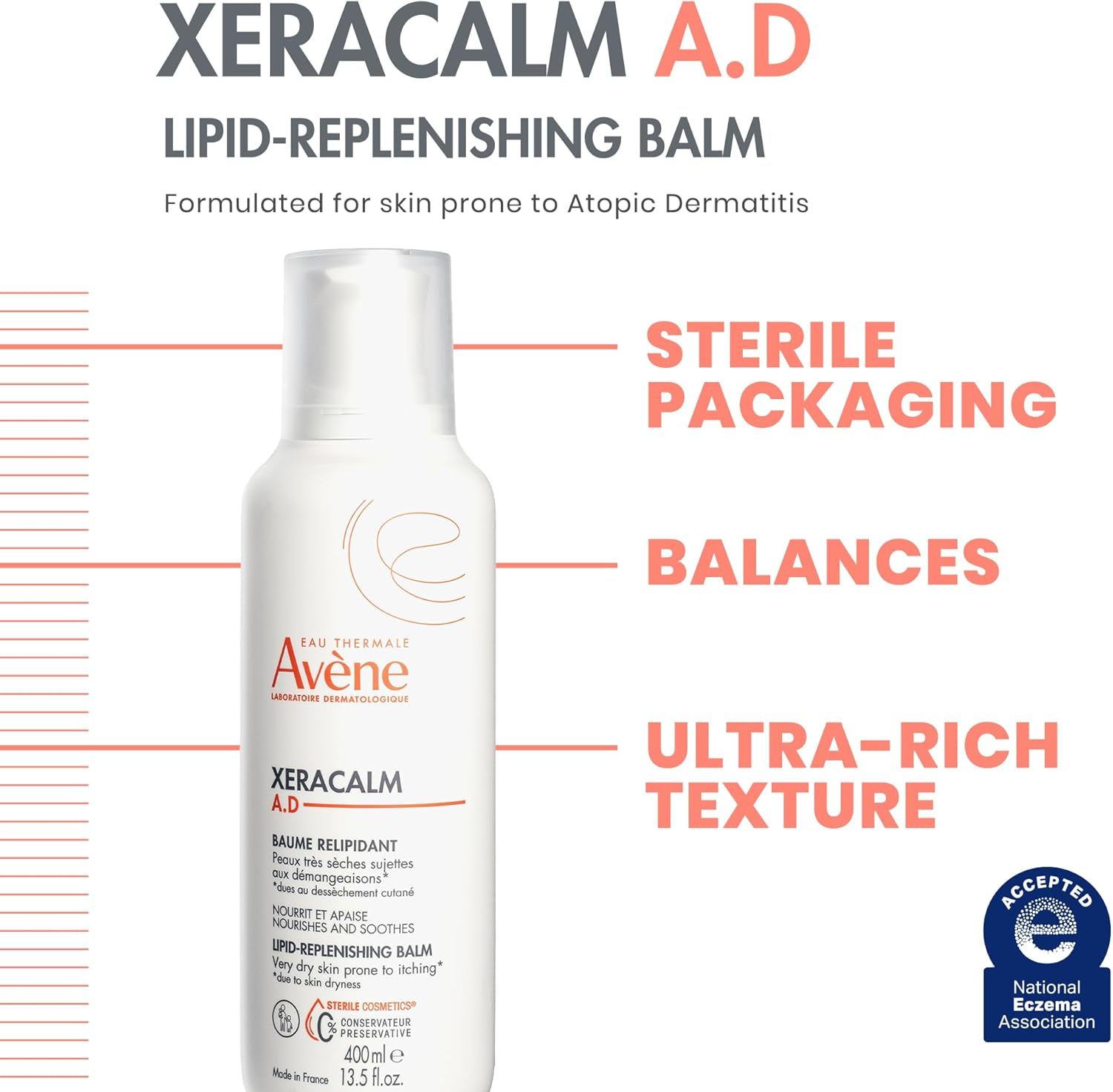 Avene Xeracalm A.D Lipid-Replenishing Balm for Women - 6.7 Oz Balm, 201 Milliliter image number 3