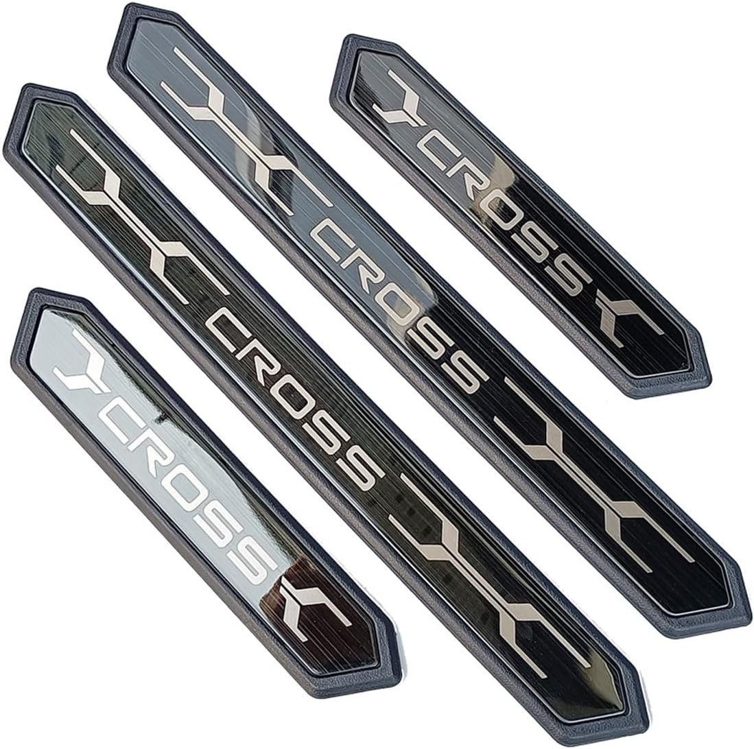 FEOYDS Stainless Door Sill Protector Kick Plate Entry Guard Kit for Toyota RAV4 Highlander Corolla Cross Venza Harrier Bz4X Kluger Limited 2023 Accessory (Black Limited Text)