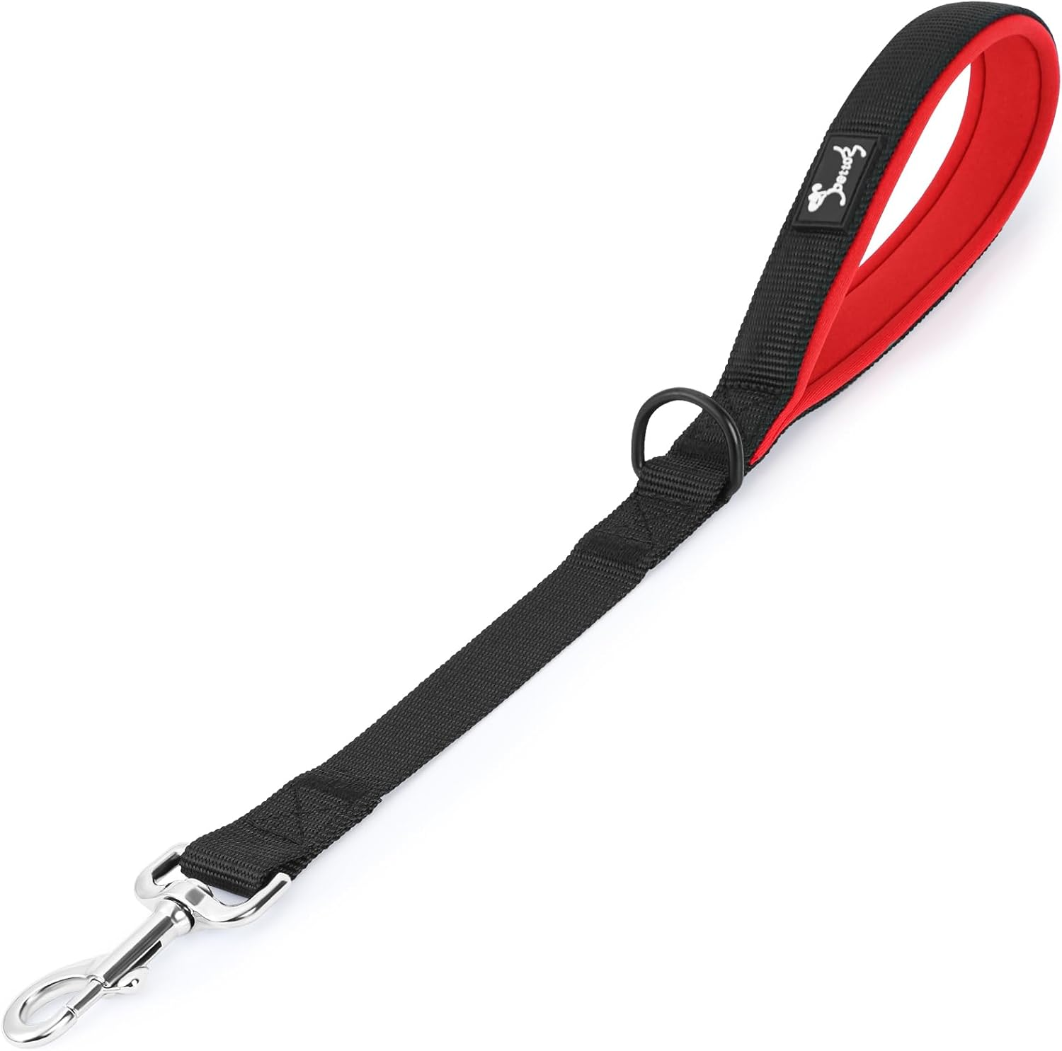 PETTOM Short Dog Lead for Large Dogs Soft Padded Handle Strong Dog Leads Easy Control Nylon Pet Walking Training Leads Handle (Red M)