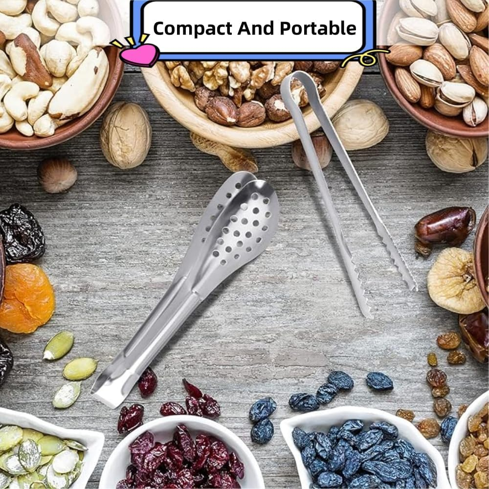 Jindizi 12 Pack Premium Small Serving Tongs, Stainless Steel Mini Tongs， Small Sugar Tongs Tiny Kitchen Tongs, Serving Appetizers Tongs for Party Coffee Tea Wine Ice Salad Desserts Etc.