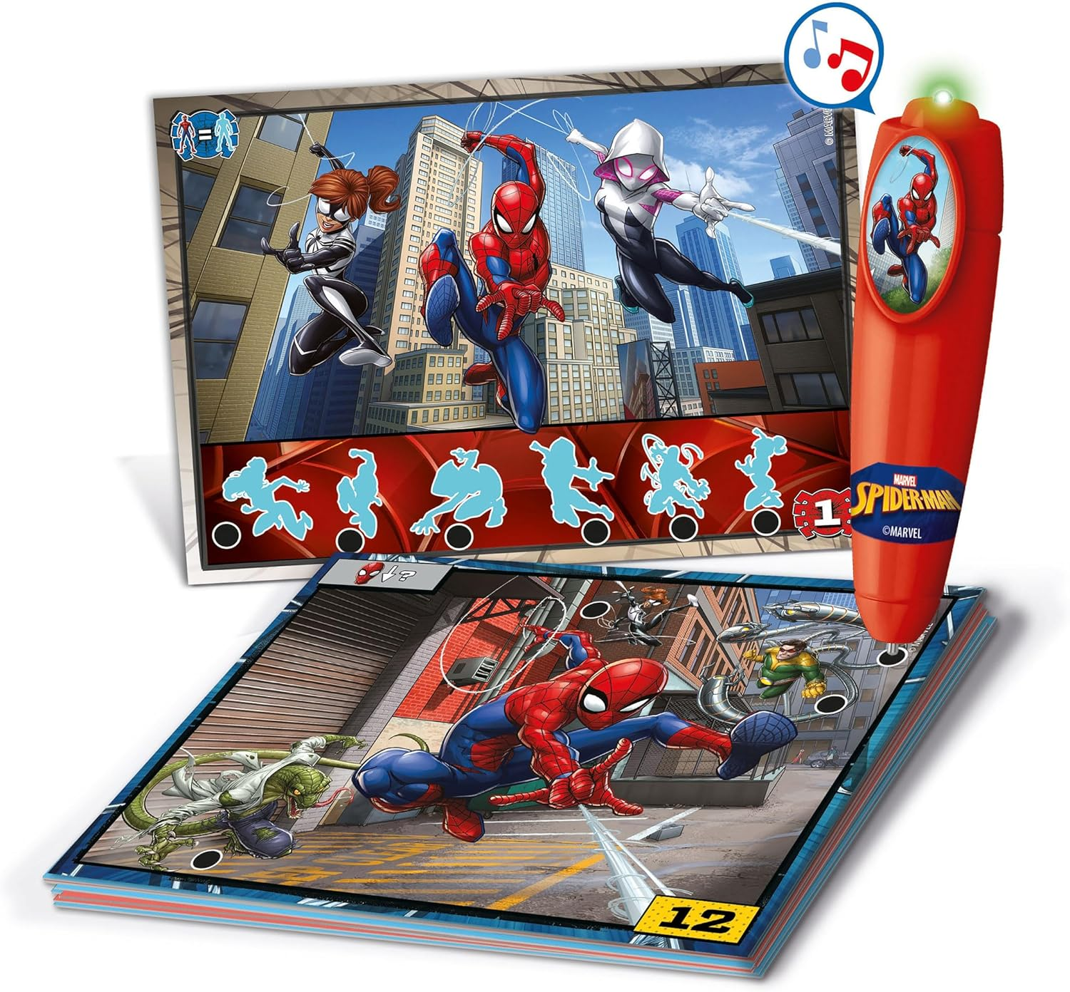 Clementoni - Sapientino Quizzy Marvel Spiderman Interactive Pen Cards, Educational Game 3 Years, Electronic Speaker, Made in Italy, Multilingual 16452 image number 1
