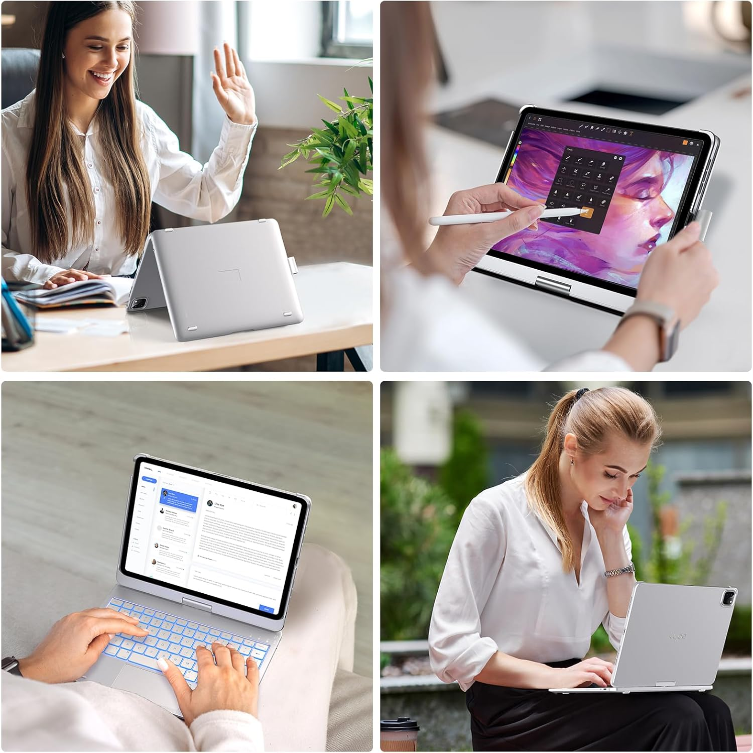 Typecase Touch Keyboard Case for Ipad Air 11-Inch (M3 2025 / M2 2024)& Ipad Pro 11(4Th/3Rd/2Nd/1St Gen):Multi-Touch Trackpad & 11 Colors Backlight&360&deg;Rotatable,Thin & Light for Ipad Air 5/4 Gen,Black