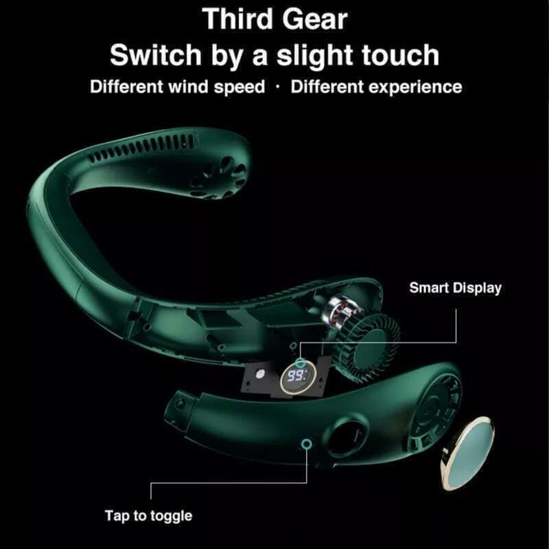 Tootoo Rechargeable Portable Leafless Neck Fan Cooler Dual Effect Cooling Neckband USB (Pink) image number 4