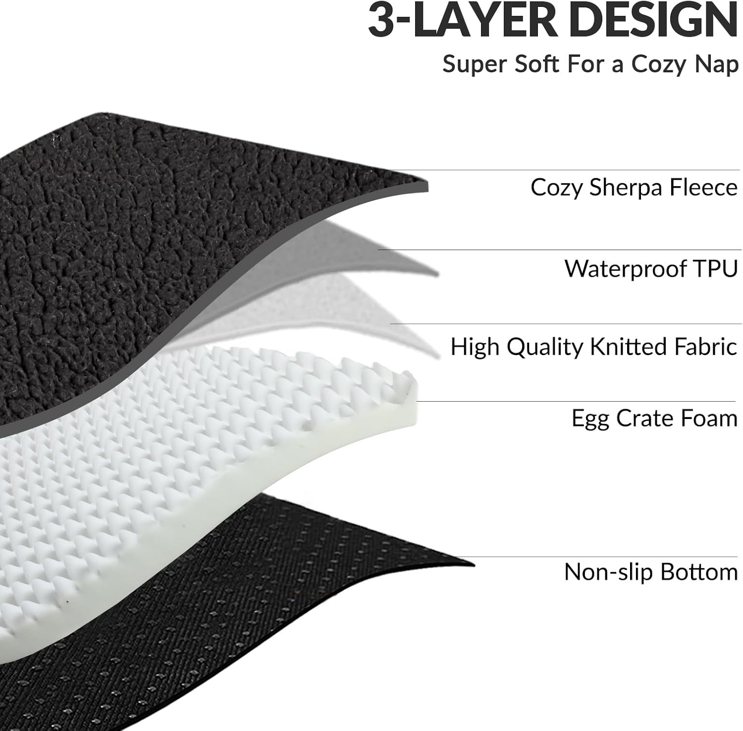 Patas Lague Orthopedic Jumbo Dog Bed for Extra Large Dogs 56''X40'', Waterproof L Shaped Jumbo Pet Sofa Beds with Removable Washable Cover, Soft Comfortable Pet Couch Mat with Nonskid Bottom, Black image number 1