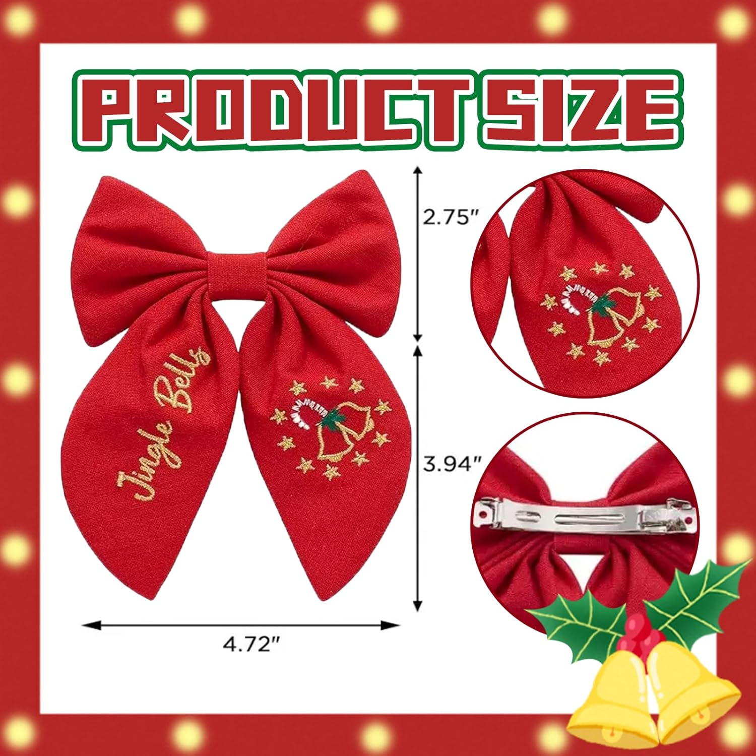 Christmas Hair Bows Clips Pearl Tree, Nutcracker, Holly Jolly, Santa Baby Ribbon Hair Clips with Long Tail, Christmas Hair Accessories and Christmas Gifts