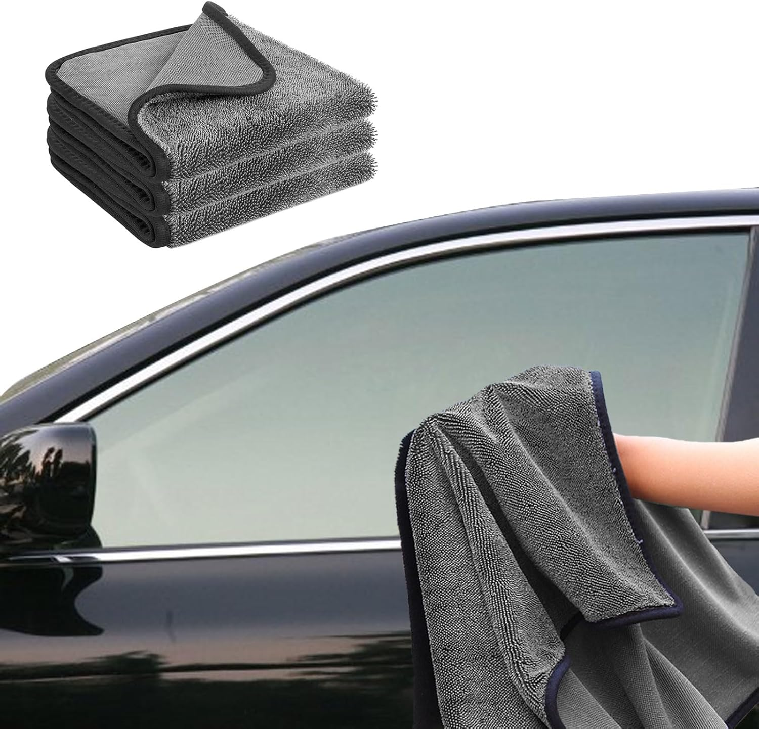 3PCS Shiny Bath Drying Towel, Shiny Wipes Bath Drying Towel, Super Absorbent Microfiber Bath Towels, Black Bath Towels for Bathroom,Car Home Office Cleaning