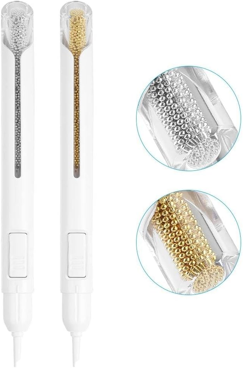 Nail Art Nail Design Pens, Nail Art Pen Metal Beads Dotting Painting Drawing Pen DIY Manicure Decorations (Silver)