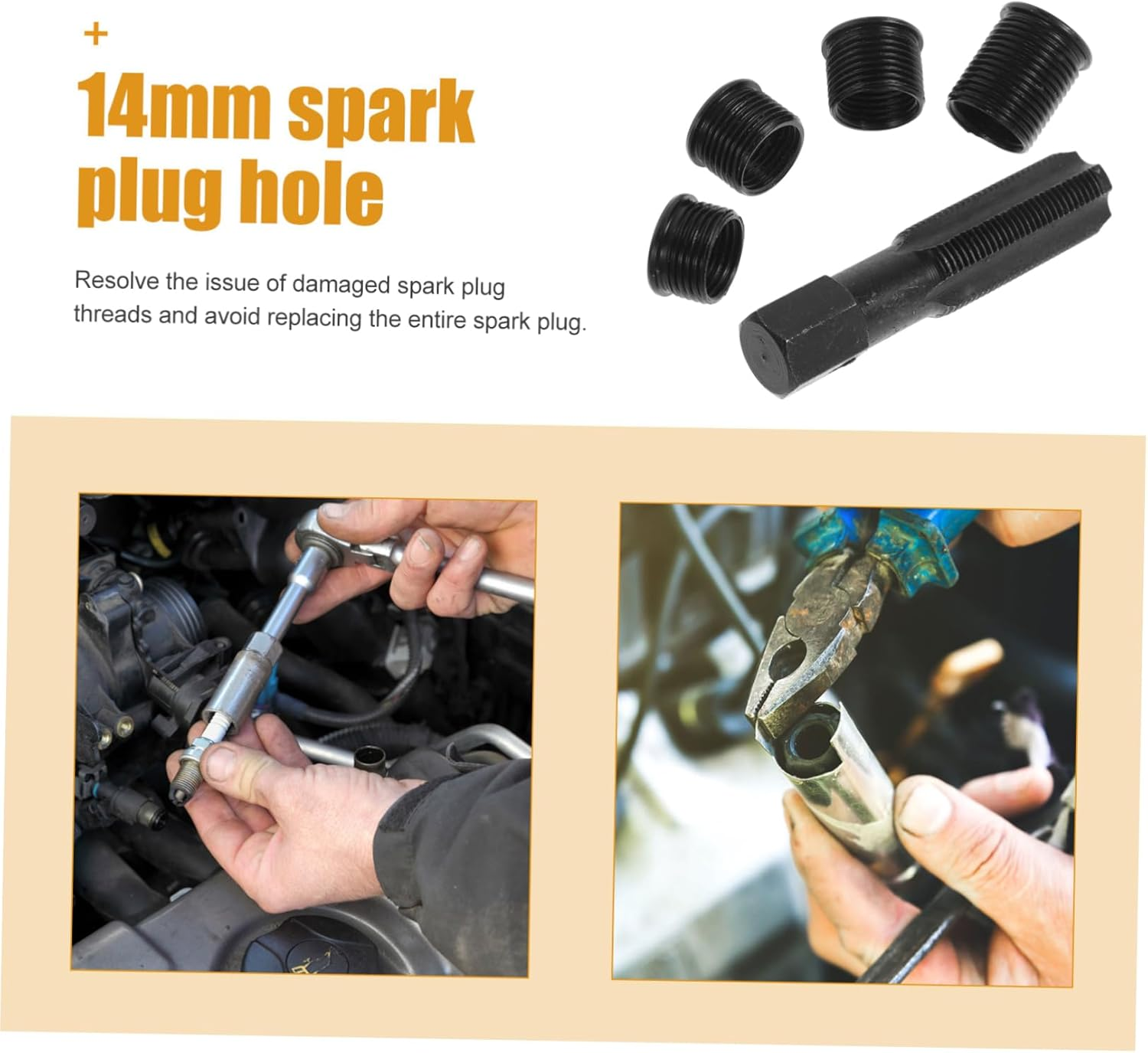 Beatifufu Spark Plug Thread Repair Kit Helicoil for Car Maintenance Automotive Thread Repair Tool image number 5