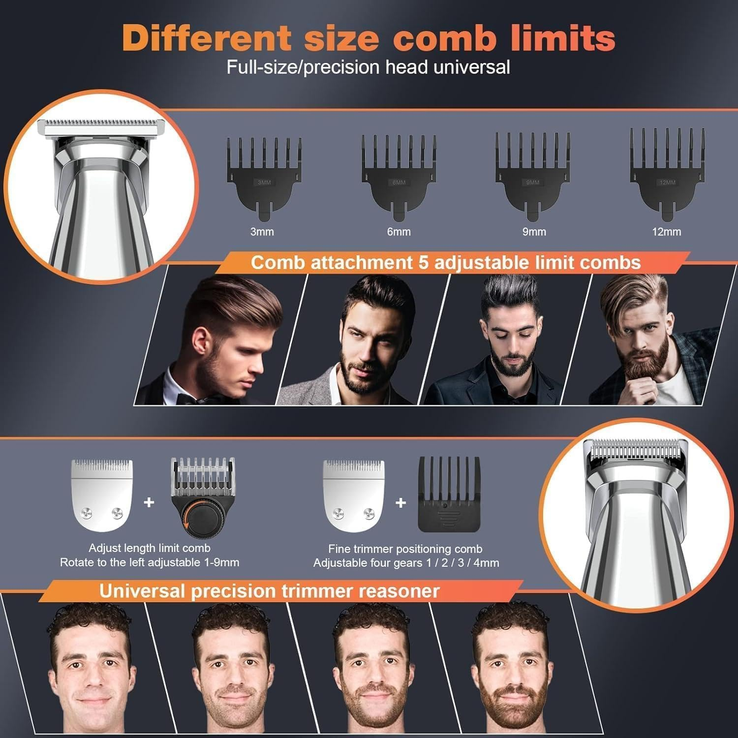 OZSTOCK 4-In-1 Electric Hair Clipper & Grooming Kit - LCD Display USB Rechargeable Trimmer with 4 Attachments (Beard/Nose/Body/Hair) - Professional Stainless Steel Shaver for Men image number 3