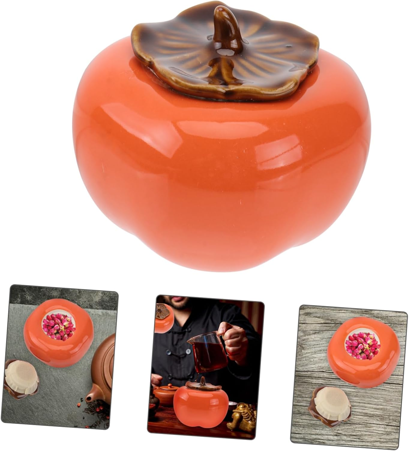 Mikinona Versatile Pumpkin Shape Tea Storage Sealed Jar for Dried Fruit Tea Sugar Storage Accessories Ideal for Home image number 1