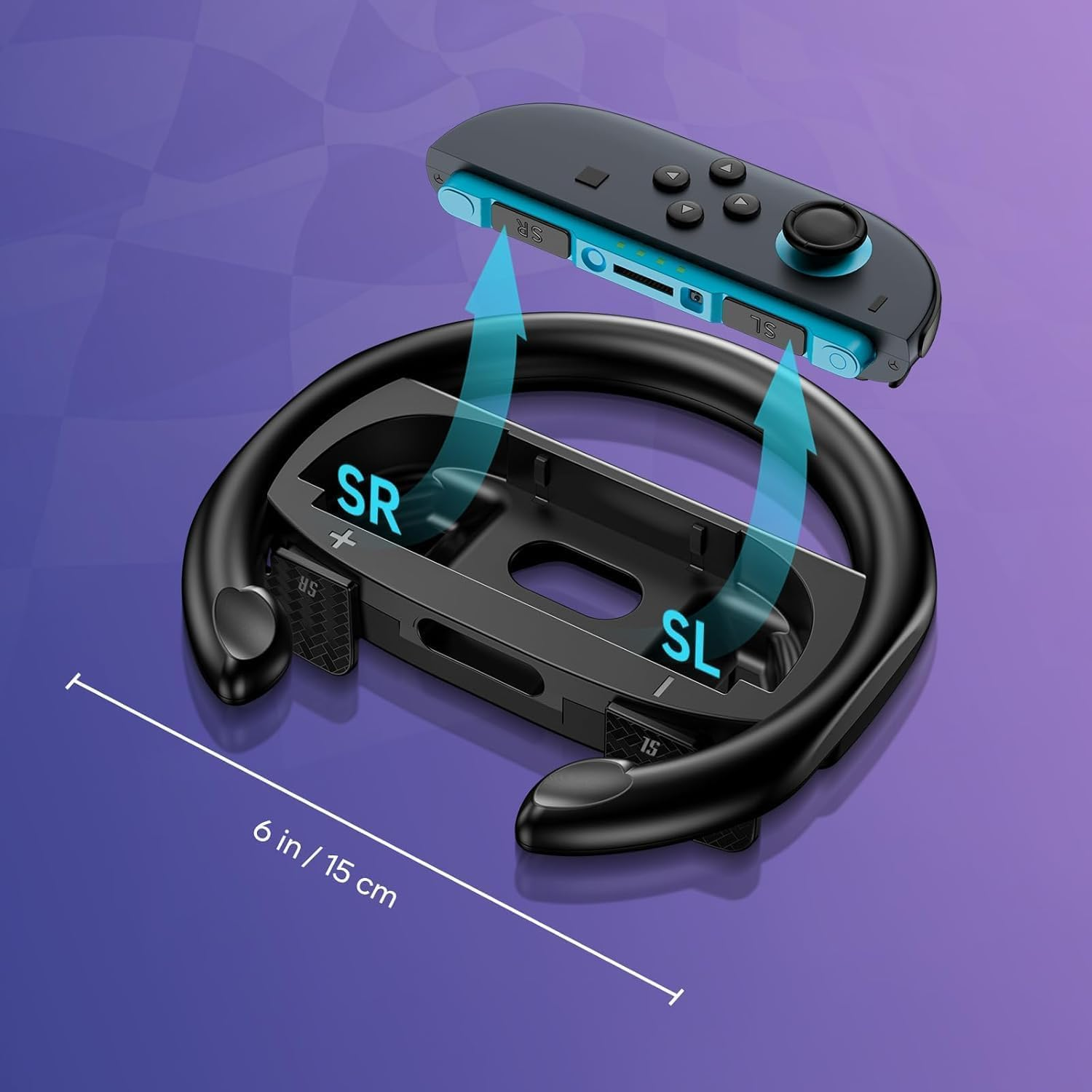 Nintendo Switch Steering Wheel, 2 Pack,Dual Racing Wheel Joy-Con Holder for Mario Kart 8 Deluxe/Live Home Circuit, Ergonomic Grip for Kids & Adults (Black) - Blue  Red image number 7