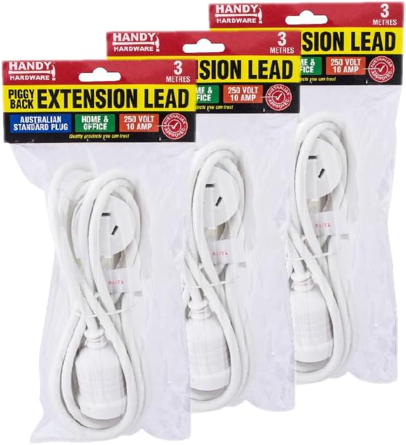 Tootoo 1X / 2X / 3X Piggy Back Extension Lead Handy Hardware 3 Meter 250V 10Amp (3)