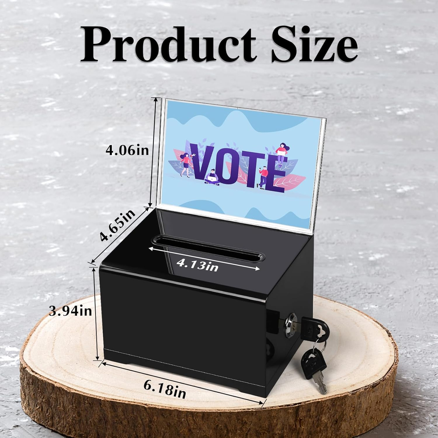 VOISEN Acrylic Donation Box with Lock, Black Tip Jar with Sign Holder, Suggestion Box for Fundraising, Donation, Bar, School Voting, 6.2X4.6X3.9 Inch - 1 image number 6