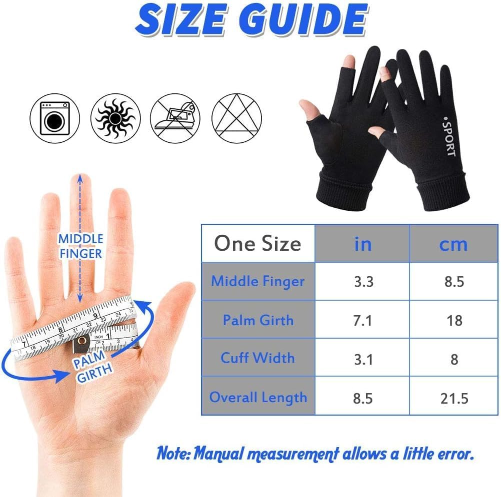 KXF Unisex Sports Fingerless Open Fingers Winter Warm Thermal Touchscreen Gloves for Women Men - Black  Premium image number 3