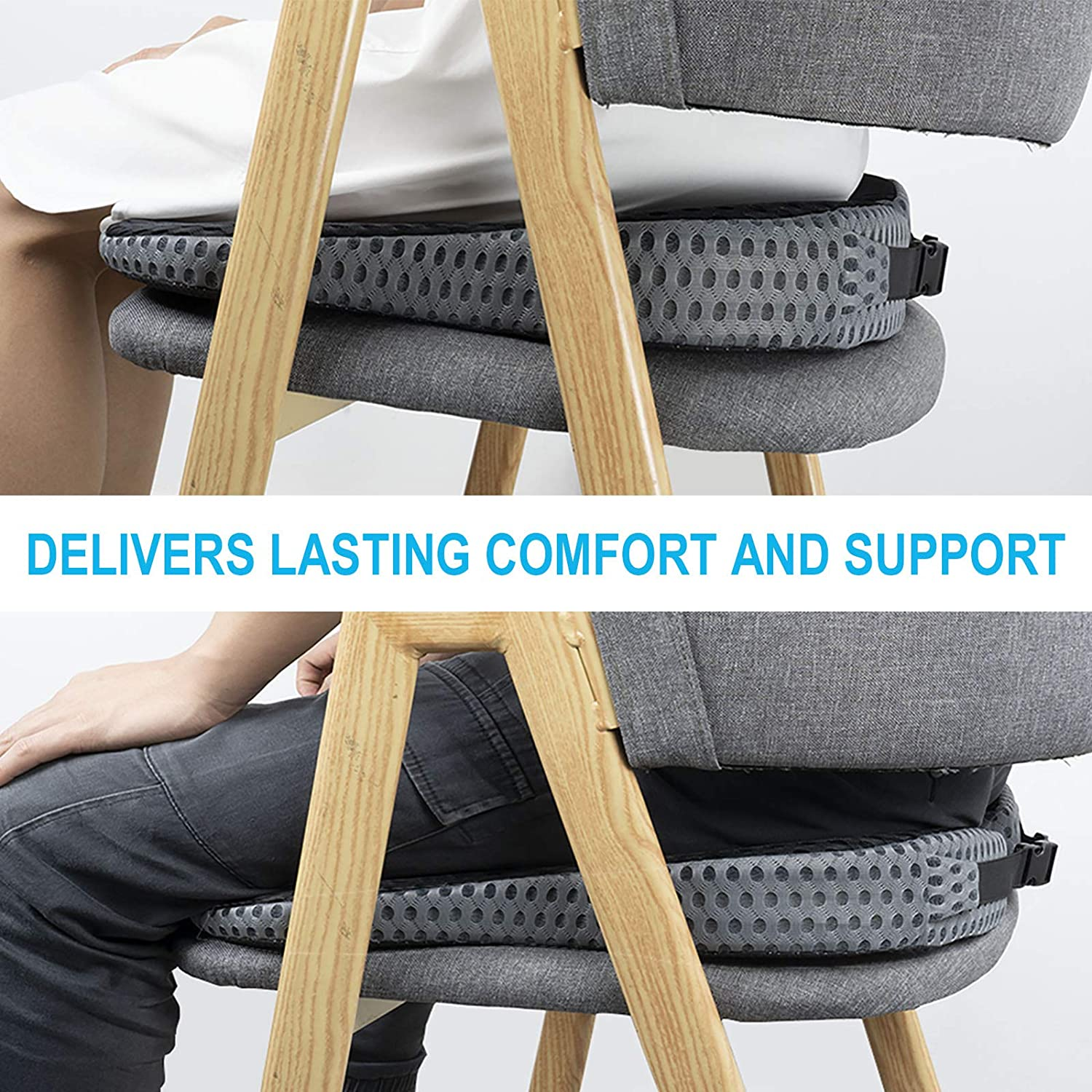 2025 Upgrades Car Coccyx Seat Cushion Pad for Sciatica Tailbone Pain Relief, Heightening Wedge Booster Seat Cushion for Short People Driving, Truck Car Accessories Driver, for Office Chair image number 2