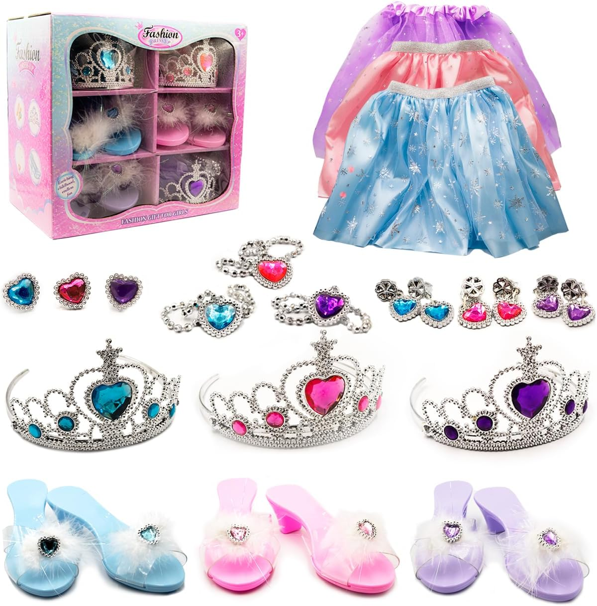 Princess Dress-Up Toys and Jewelry Set &ndash; Colorful Costumes with Skirts, Shoes, Crowns, and Accessories for Girls Ages 3-6, Perfect for Role Play and Dress-Up Fun image number 5