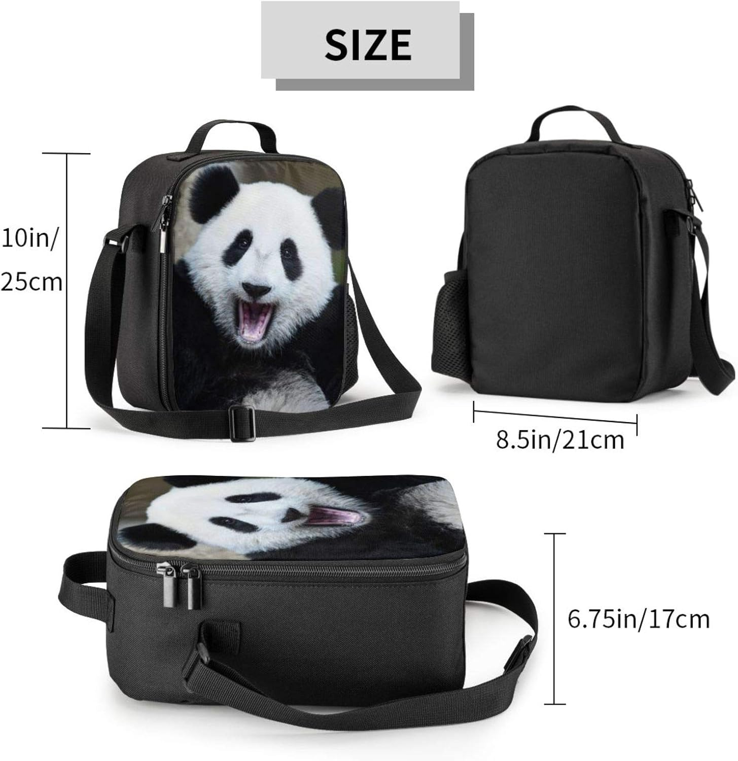 Prelerdiy Panda Lunch Box - Insulated Lunch Box for Kids Funny 3D Design with Side Pocket & Shoulder Strap Lunch Bag Perfect for School/Camping/Hiking/Picnic/Beach/Travel - Giraffe image number 7