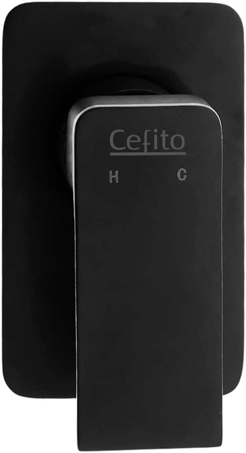 Cefito Shower Tap, Square Mixer Showers Faucet Head Showerhead Tap Bath Accessories Bathroom Toilet Set Kitchen Fixtures Wall, Leak-Resistant Solid Brass Body Black image number 3