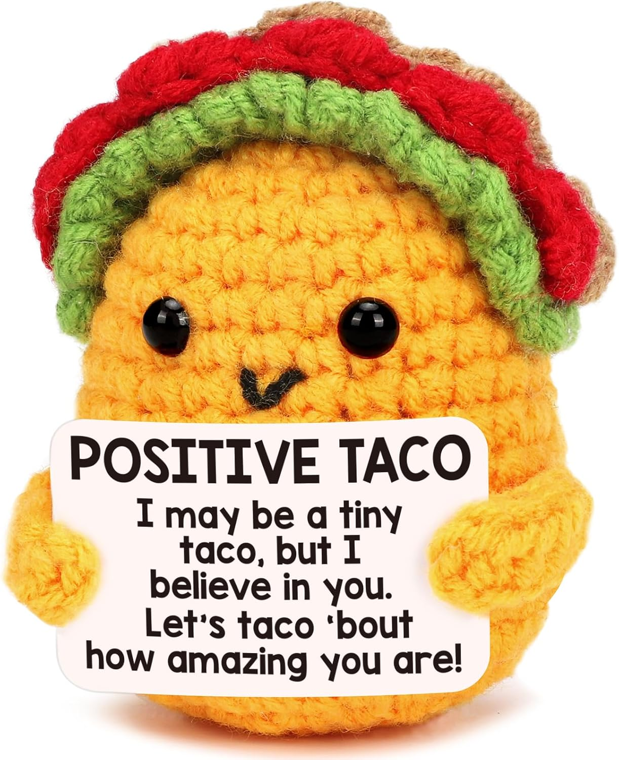 Tusuqing Mini Positive Crochet Taco Emotional Inspirational Support Christmas Small Gifts for Women Birthday Gifts, Handmade Knitted Crochet Animals Christmas Stocking Stuff Idea Cute Taco Desk Decor image number 6