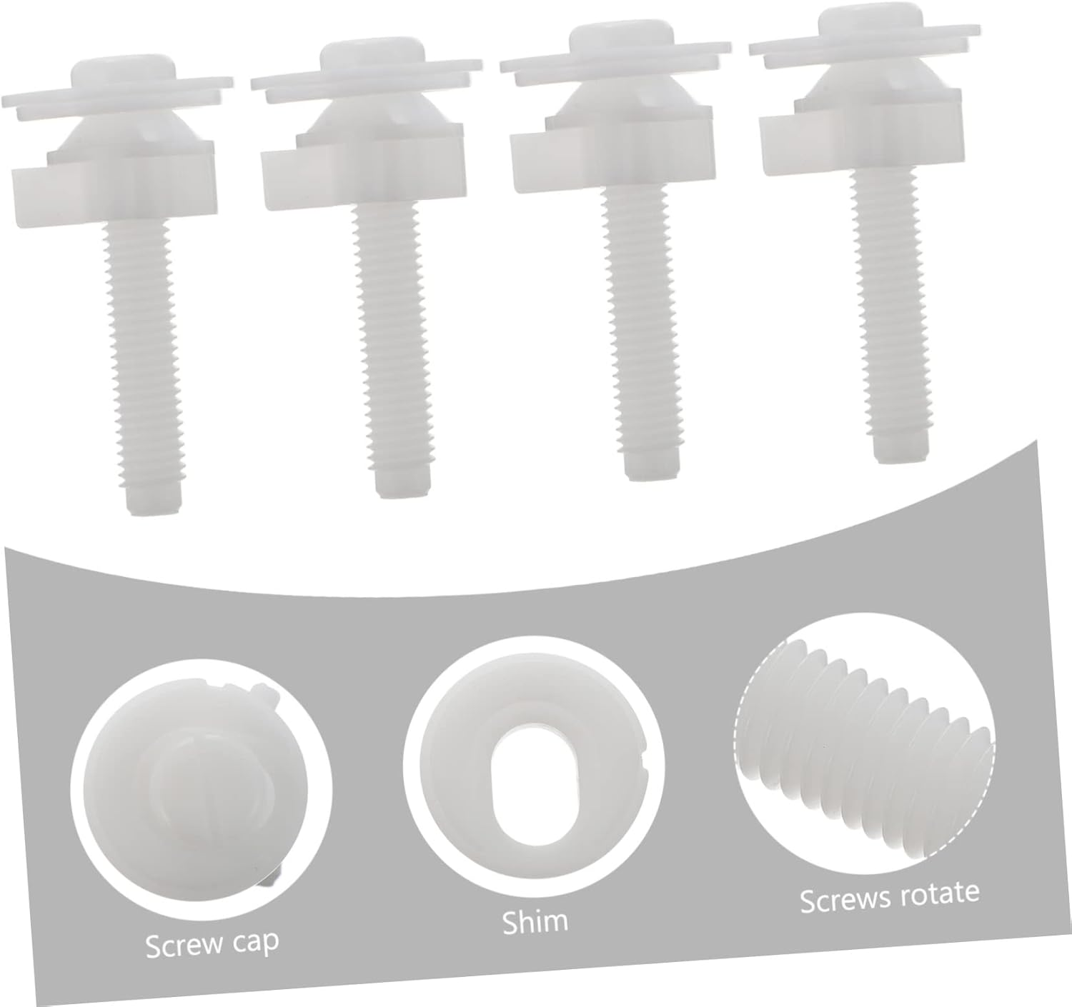 Tofficu 4Pcs Toilet Seat Accessories Hinge Bolts Plastic Fixing Screws for Wc Seat Cover image number 6