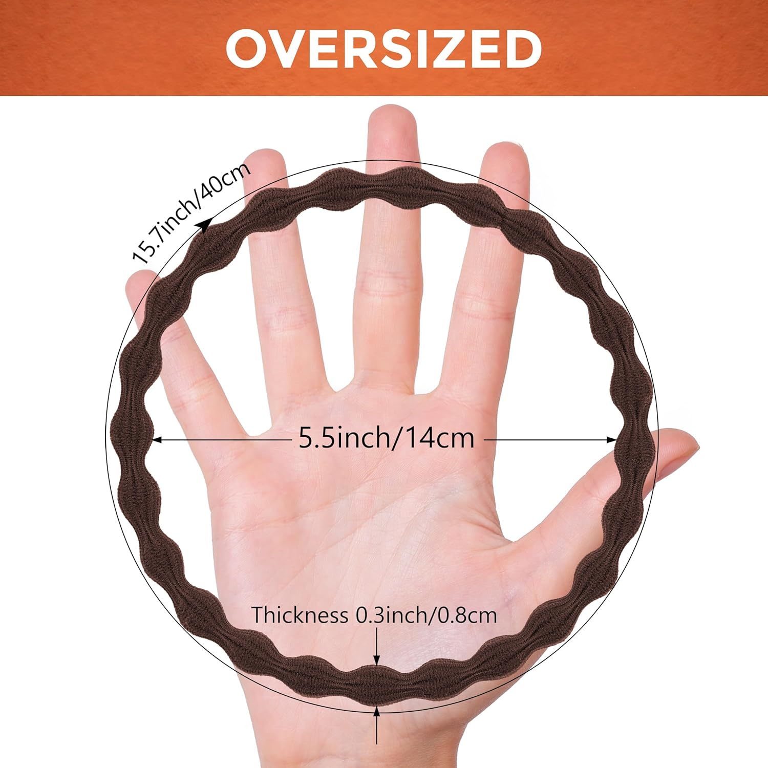 12-Pack 4X Extra Long Hair Ties - Ideal for Dreadlocks, Curly, Extra Thick Hair - Durable, Oversized, and Gentle Ponytail Holders, XXX, Brown