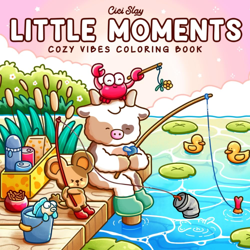 Little Moments: Adult Coloring Book Featuring Animal Characters and Cute Friends in Comfy and Cozy Days for Relaxation and Stress Relief image number 1