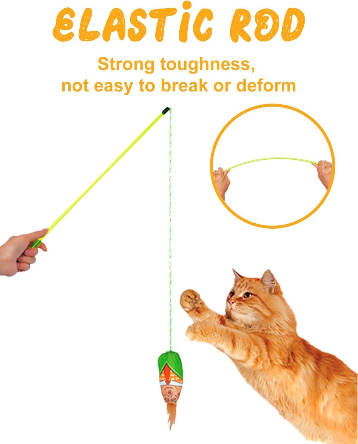 Interactive Cat Toys Donald Trump, Trump Doll Feather Cat Wand Toy, Catnip Toys, Cat Teaser Wand String, Cat Fishing Pole Toy,Kitten Play Exercise Toys,Halloween (Trump 01) - Trump02 image number 3