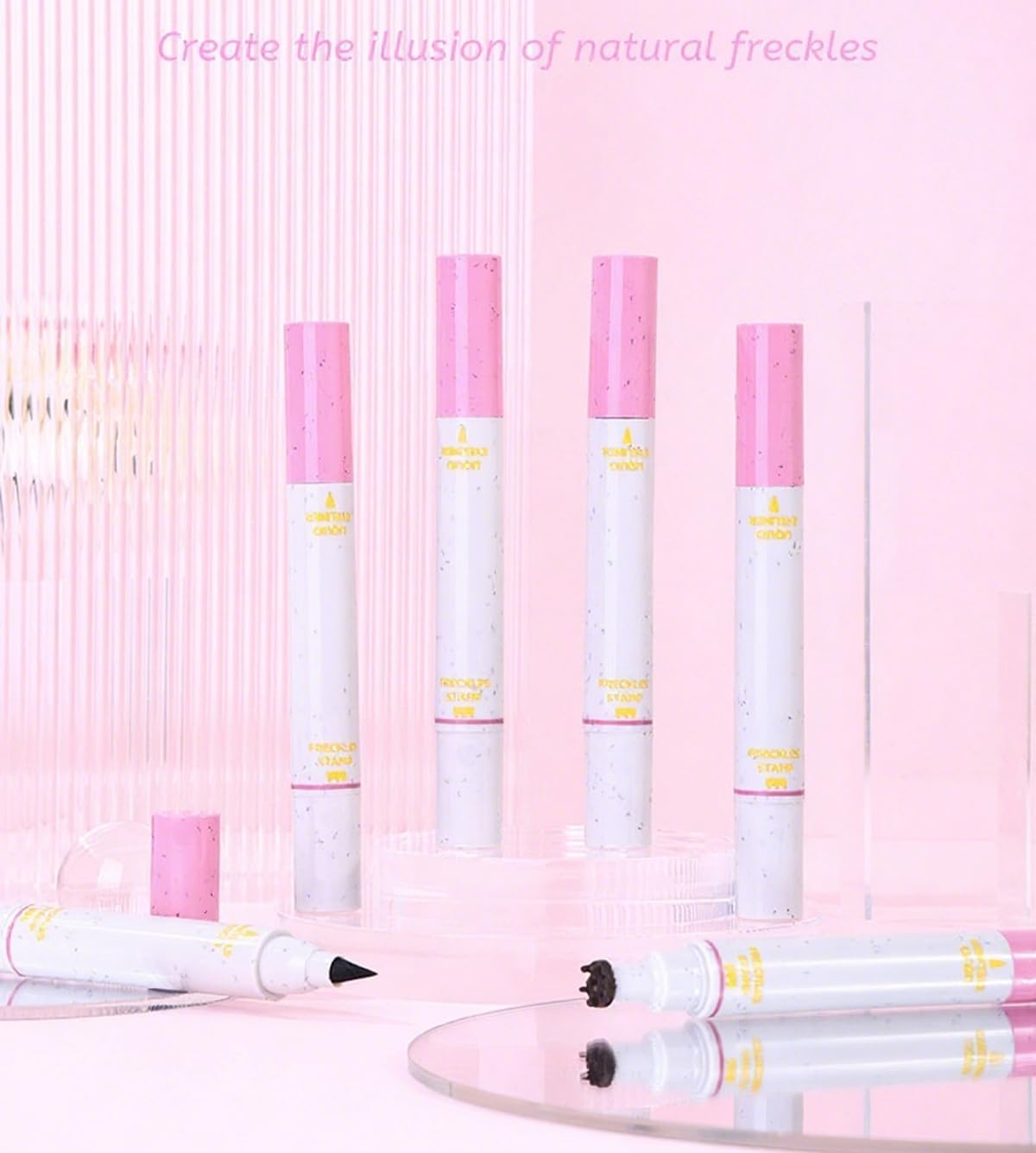 Wimode Eyeliner Freckle Pen,2 in 1 Liquid Freckle Stamp & Smudge-Proof Liquid Eyeliner,Long Lasting Dual Ended Fake Freckle Pen for Natural Lifelike Freckles Makeup(#1)