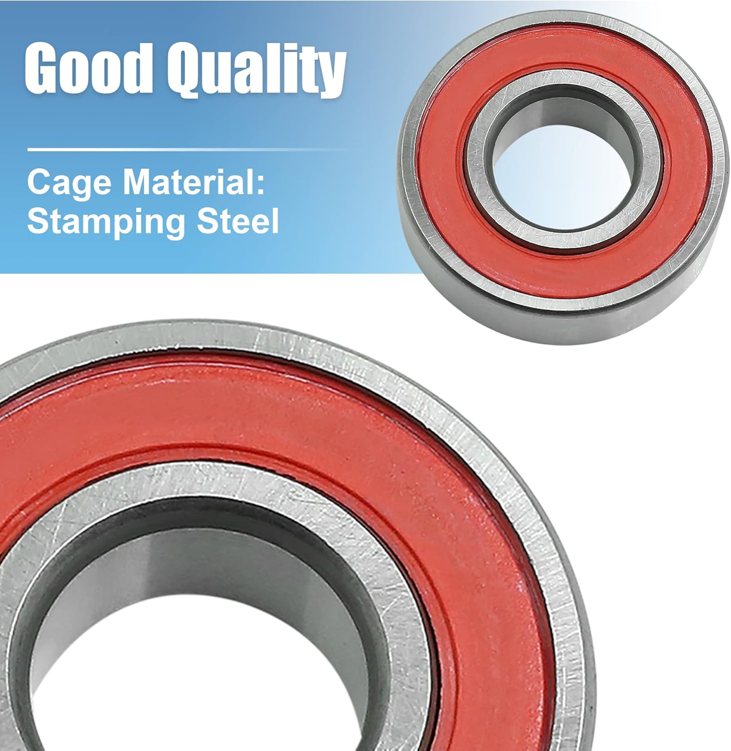 Uxcell 2Pcs 6003RS Deep Groove Sealed Shielded Ball Bearing Universal 35 X 17 X 10Mm Replacement Red Silver Tone image number 2