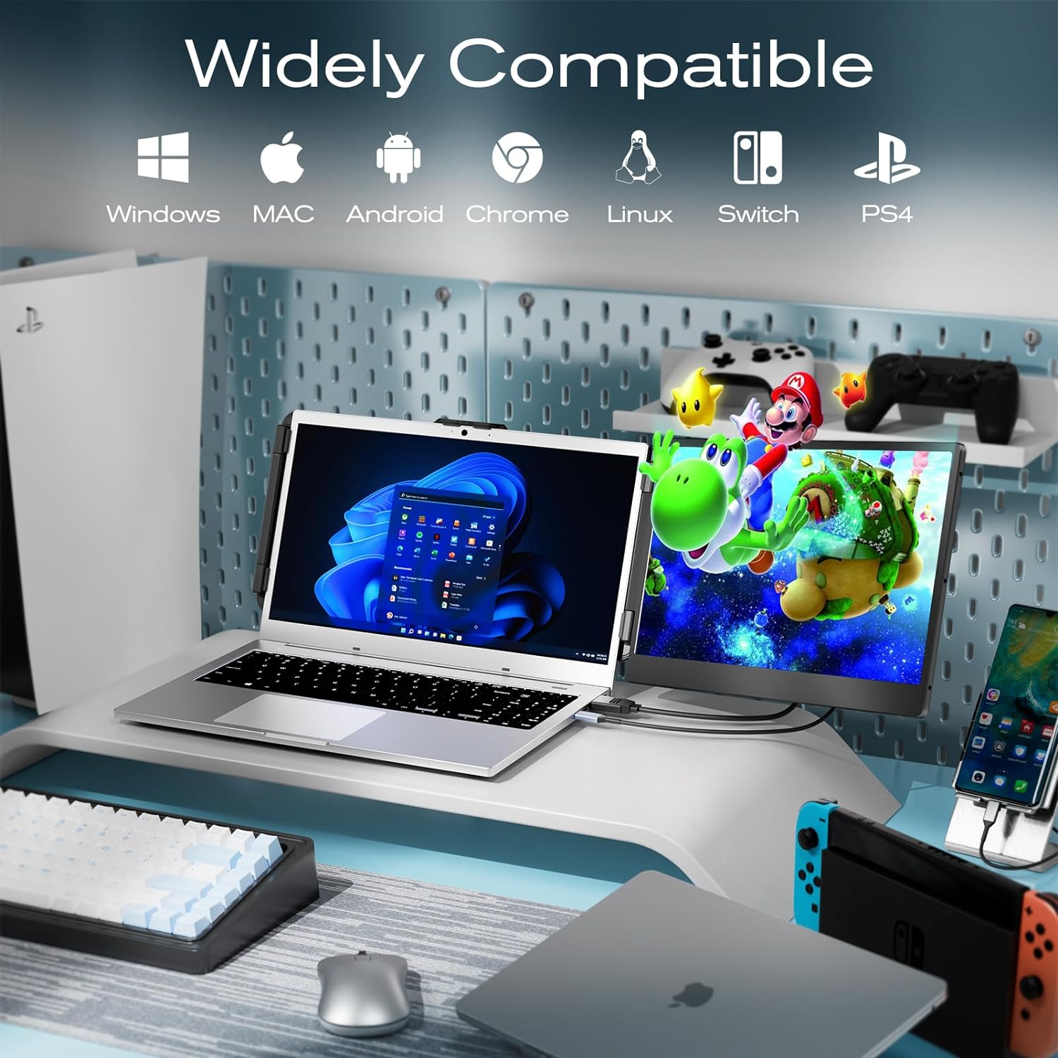 Teamgee S1 Laptop Screen Extender, 14&rdquo; FHD IPS Portable Monitor for 13&ndash;17&rdquo; Laptops, USB-C/HDMI Plug & Play, Compatible with Windows, Macos & Android, Perfect for Hybrid Work & Travel image number 5