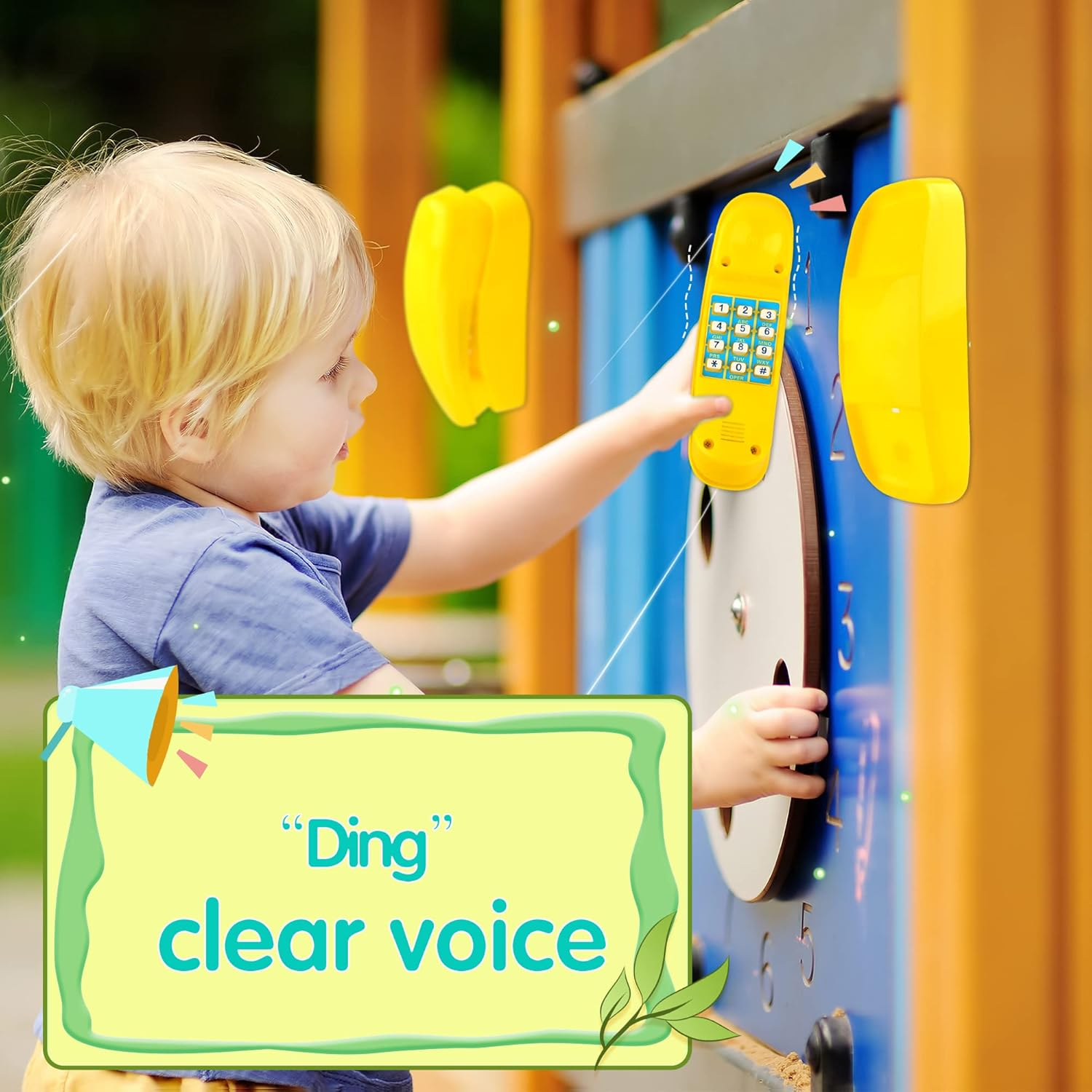 Swingset Phone Toys Playground Treehouse Phone Pretend Telephone Toy with Numeric Key for Kids Outdoor Playground Treehouse Jungle Gym Accessories (Yellow)