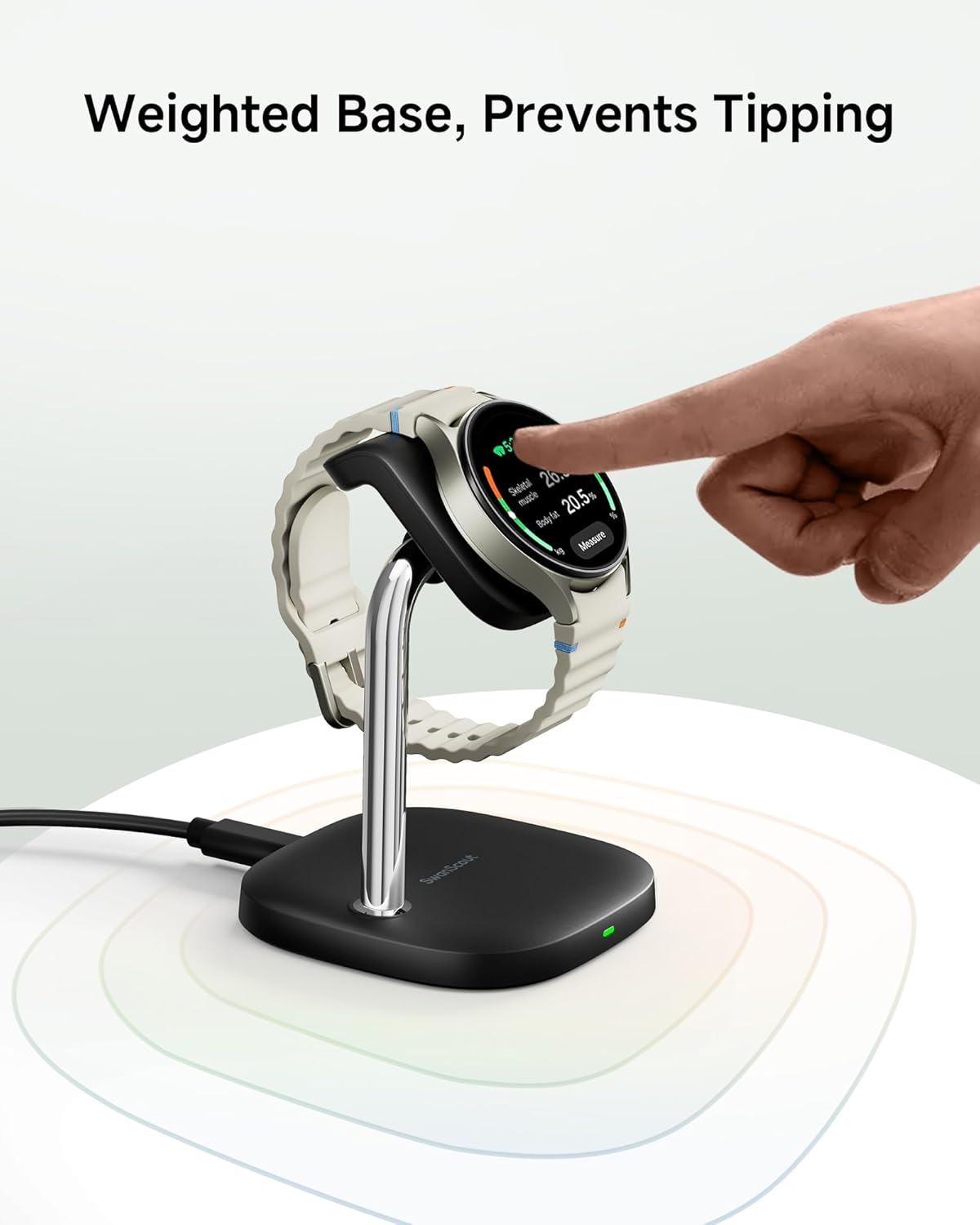 Swanscout Charger Stand for Samsung Watch, Fast Charging for Samsung Galaxy Watch 7/Ultra/6/6 Classic/5/5 Pro/4/3/Active 2, Swanscout 505S - White image number 5