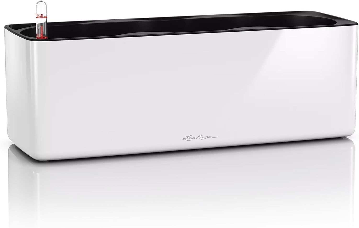 Lechuza Cube Glossy Triple Self-Watering Planter, Charcoal