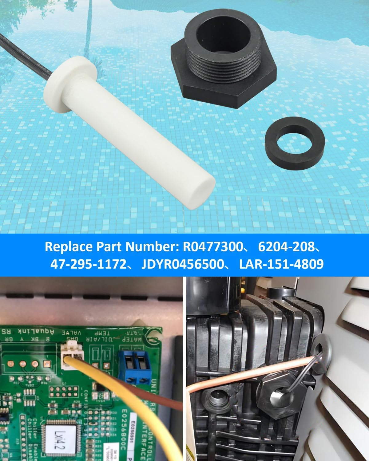 ULXIOM R0456500 Temperature Sensor Compatible with Jandy/Zodiac/Legacy Pool and Spa Heaters image number 3