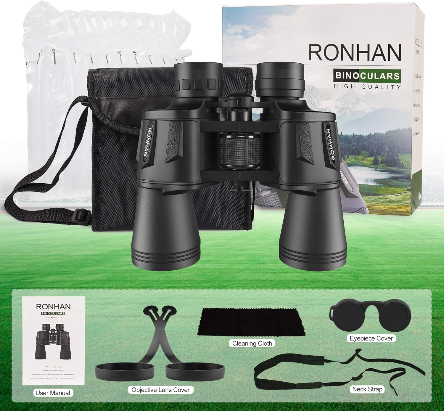 20X50 High Power Binoculars for Adults, Military Compact HD Professional/Daily Waterproof Binoculars Telescope for Bird Watching Travel Hunting Football Games Stargazing with Carrying Case and Strap