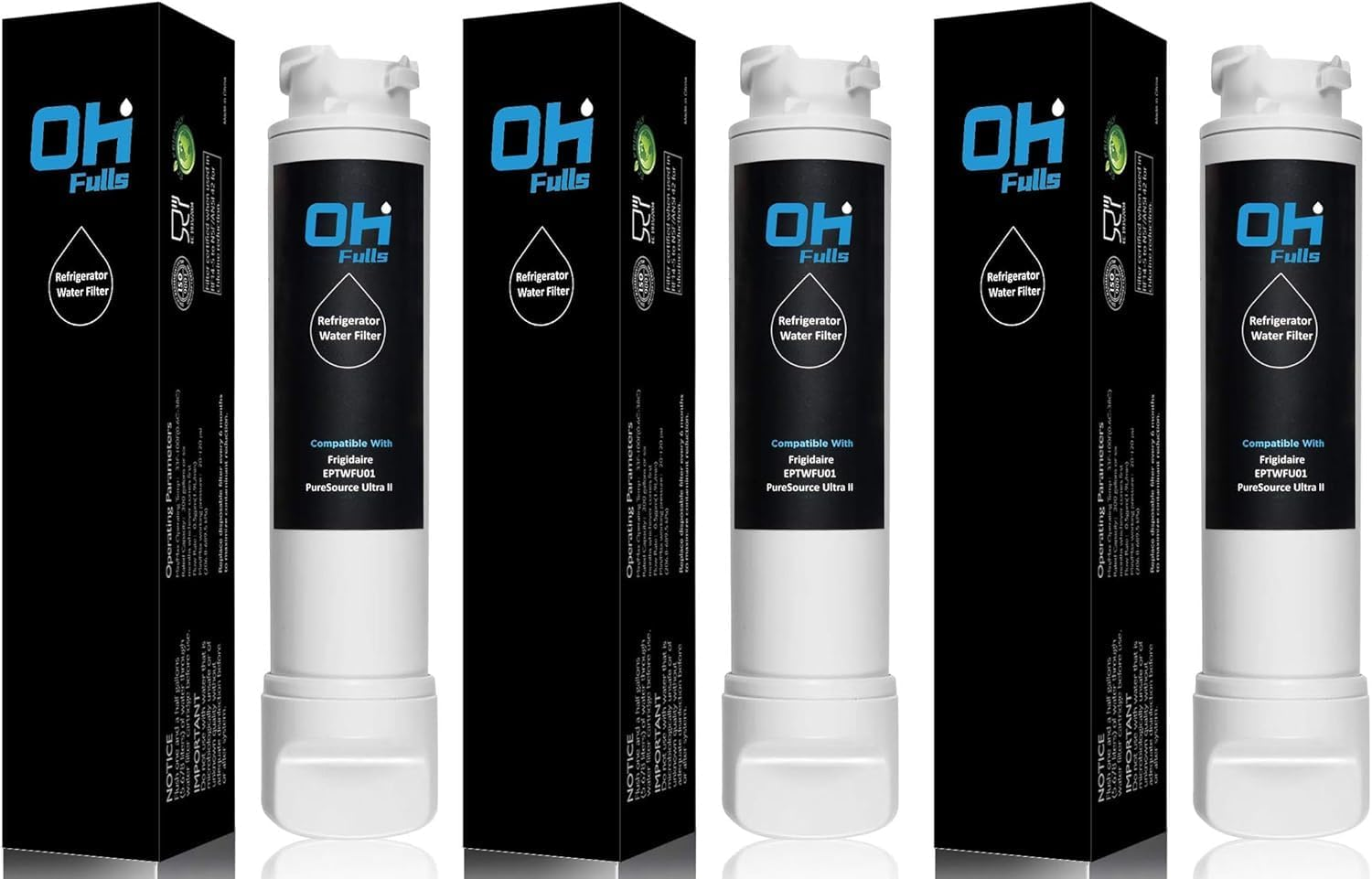 Fridge Water Filter Compatible with Electrolux & Westinghouse EPTWFU01 807946705 WSE6870SA EPTWFU01T WHE6874SA ULX220 EPTWFU01C EWF02 4562222 012505454226 807946701 ACC024 A13402905 (3-Pack) image number 1