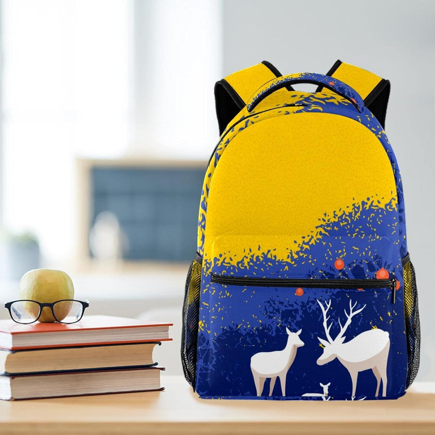 Nativity Deer Christmas Background Backpack Students Shoulder Bags Travel Bag College School Tote Backpacks image number 3