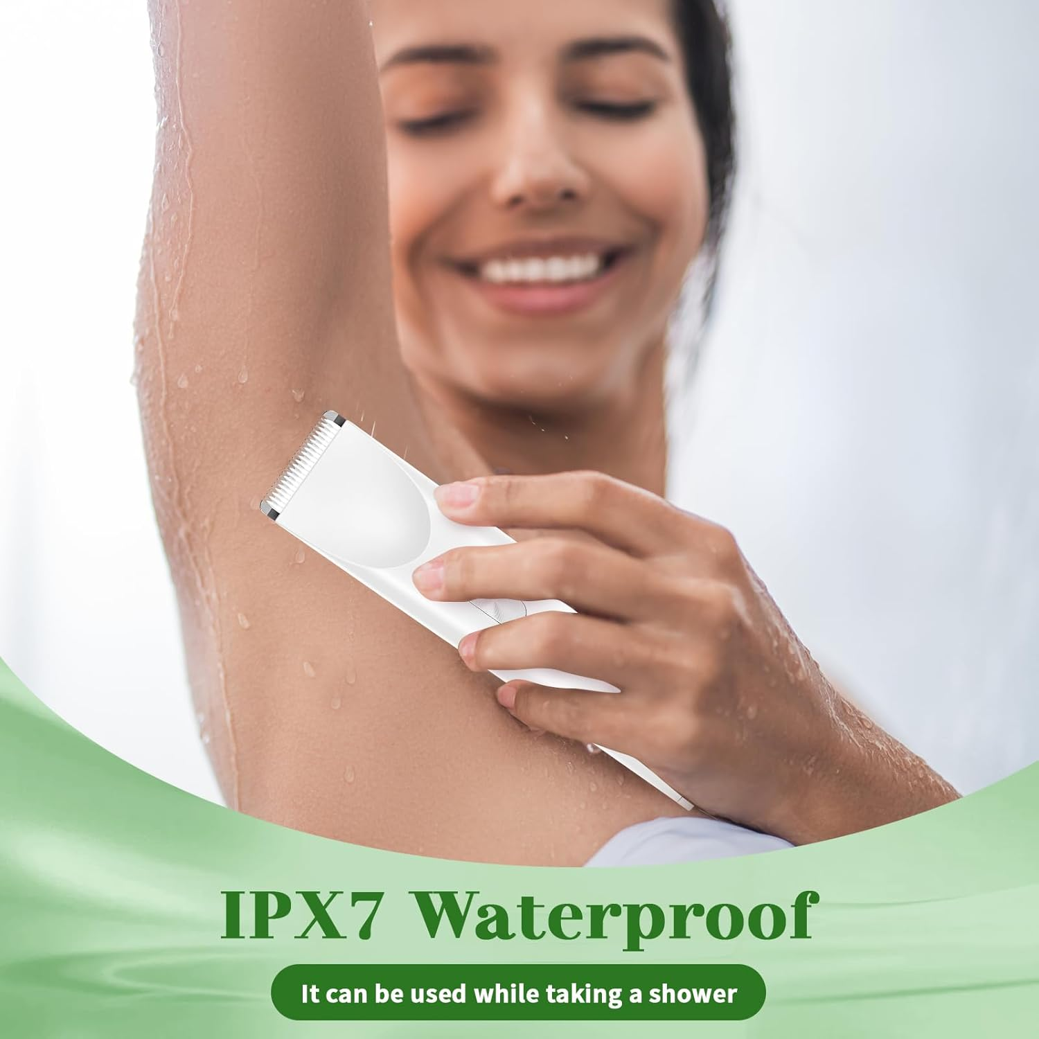 Electric Lady Shaver for Women, 2 in 1 Bikini Trimmer Women Wet and Dry, IPX7 Waterproof Rechargeable Electric Razor for Bikini Underarms Legs Arms Body Face(White) image number 5