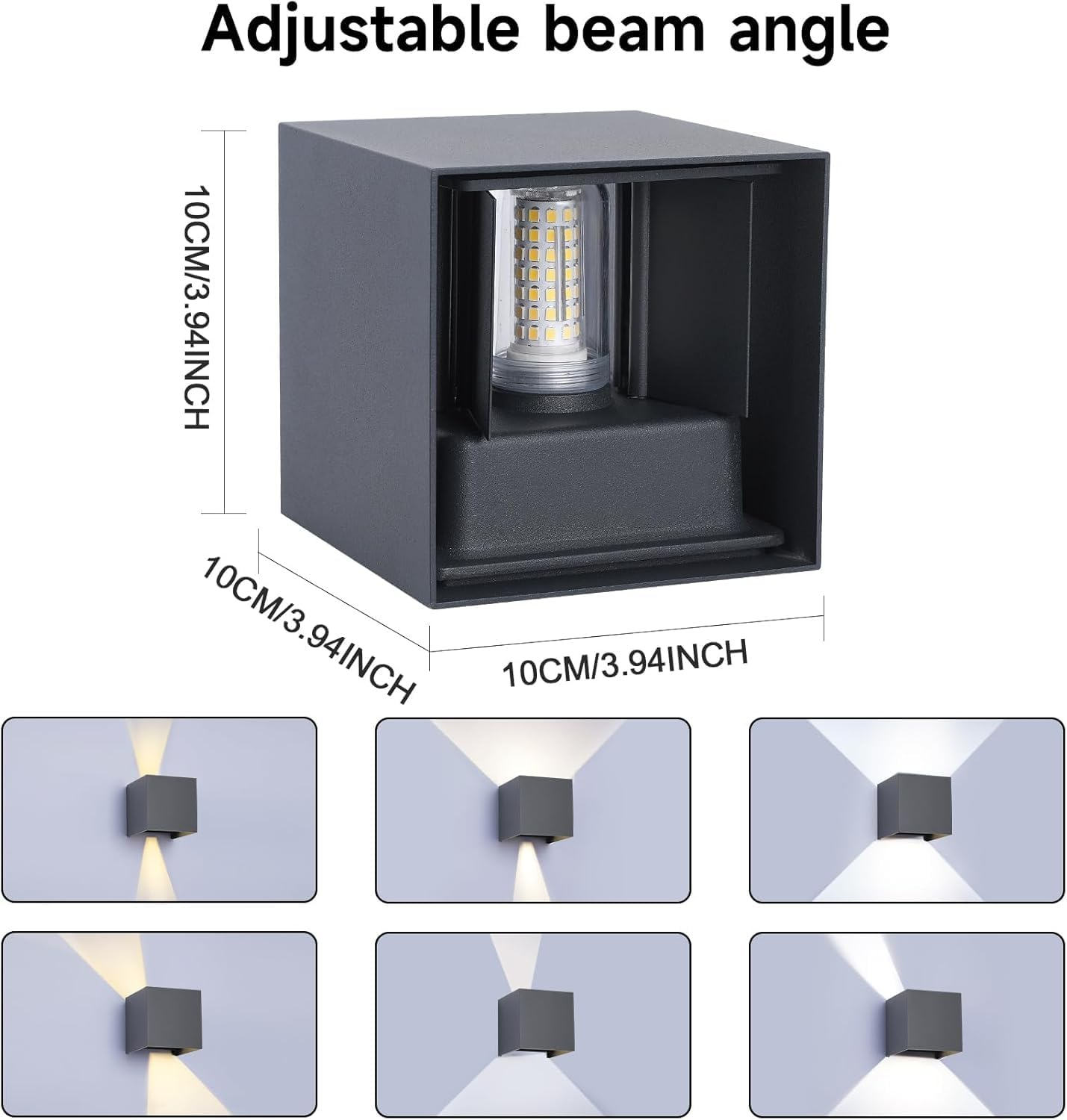 Wisdom Line 4-Piece Wall Light, LED G9 4000K 12W, IP65 Waterproof, Adjustable Angle 0-120&deg;, Anthracite for Indoor/Outdoor Garden Living Room Bedroom image number 4