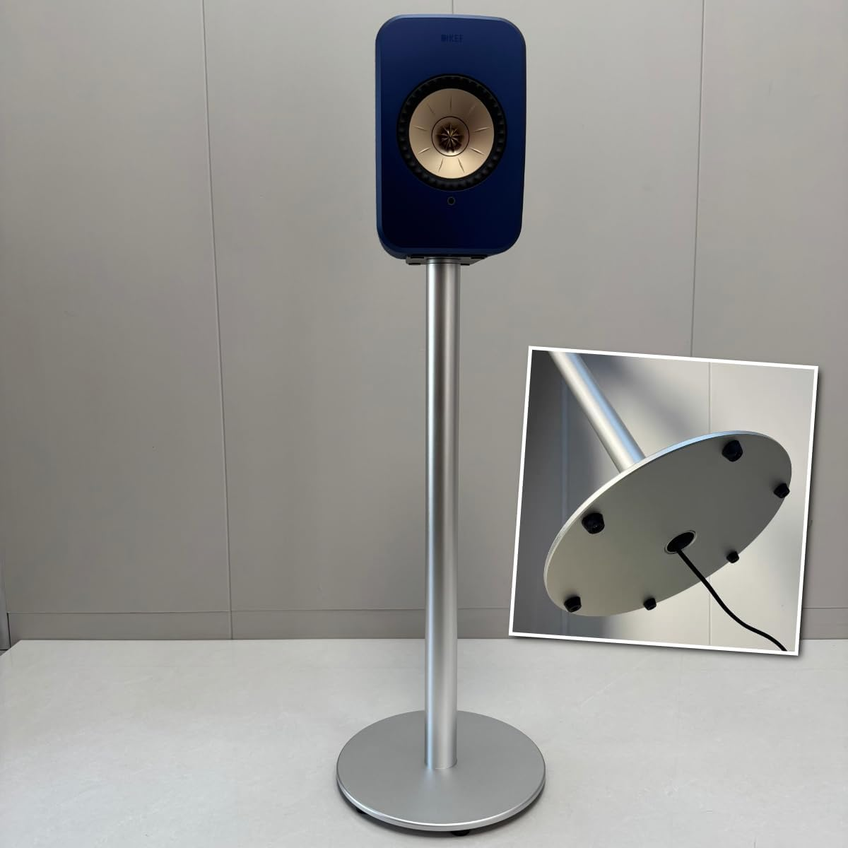 ZGOUO Aluminum Alloy Speaker Floor Stand Compatible with KEF LSX II Wireless Hifi Speaker, CNC Machined, Built-In Power Cord and Screw-Fixed Audio Design (Black Pair)