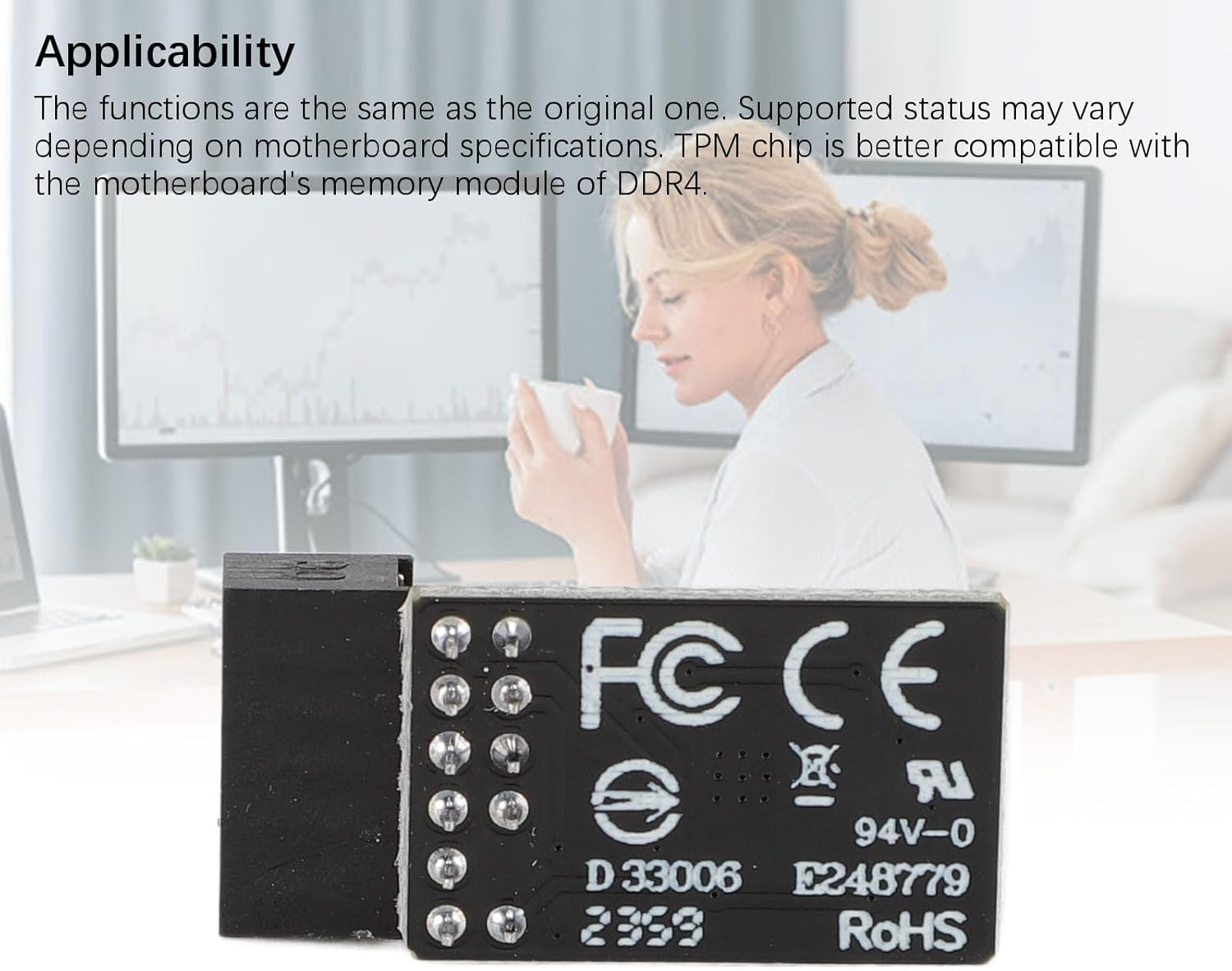 TPM2.0 Security Module 12Pin, 2.54Mm Pitch, 2X6P, Compatible with Various DDR4 Memory Type Motherboards, Suitable for Win11 System