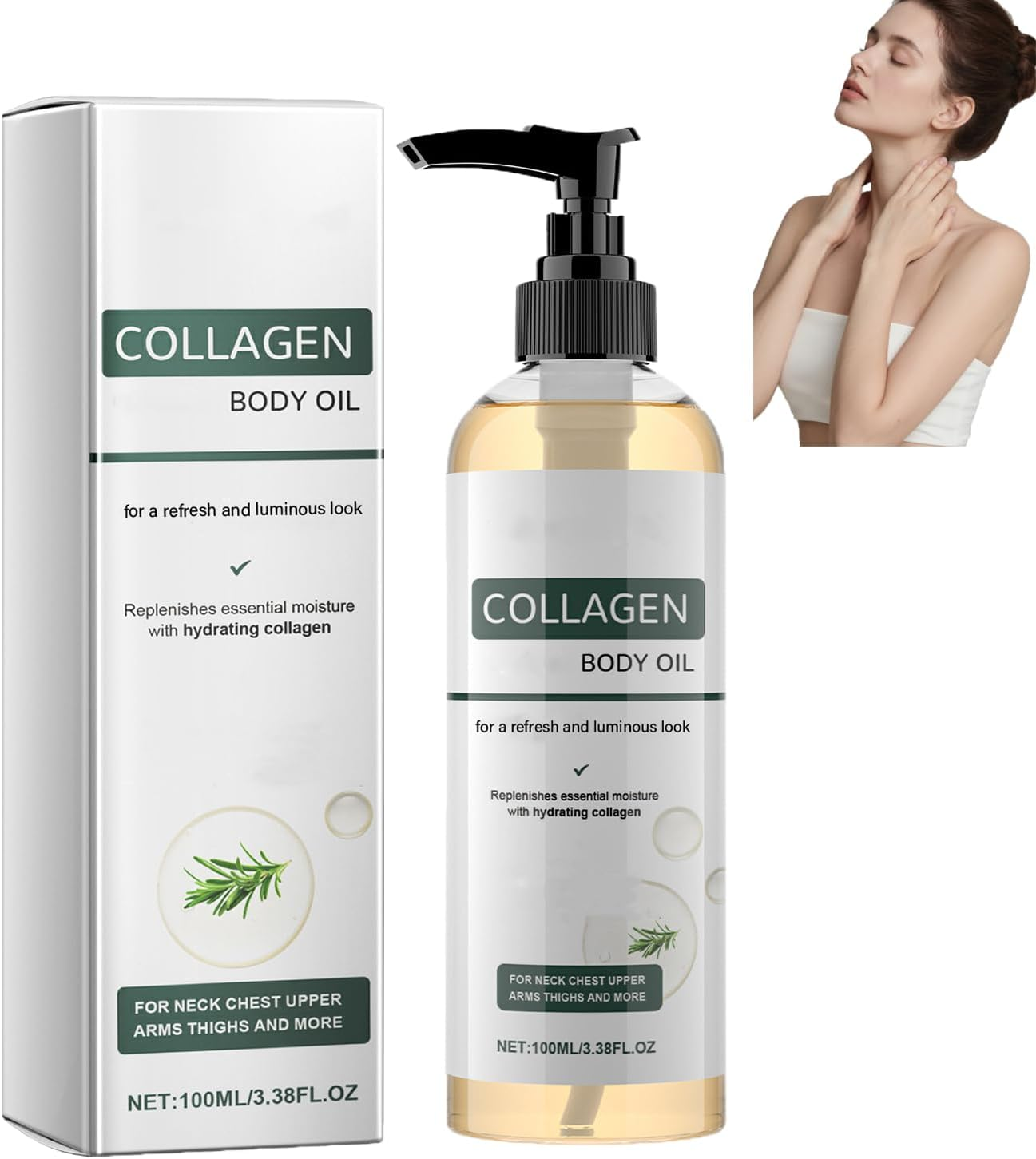 Collagen Lifting Body Oil, Rosemary Firming Body Oil, Hydrating Massage Serum for Sagging and Crepey Skin, Tighten Wrinkles & Reduces Cellulite, Nourishing After-Shower Care (2Pcs)