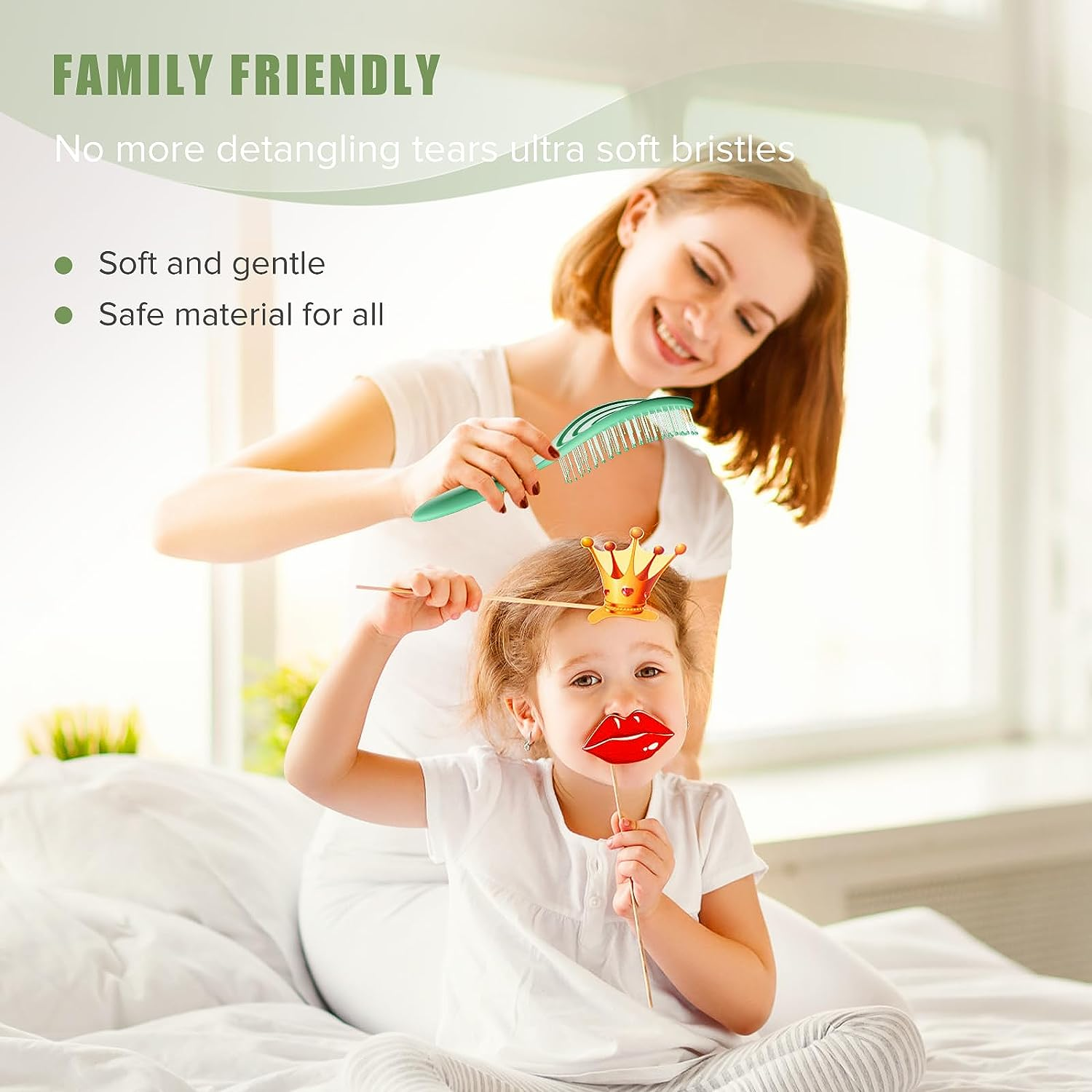 SHINLEA Detangle Hair Brush anti Tangle Hair Brush, Detangling Wet & Dry Hair Brush Spiral Hairbrush for Women, Men, Kids, Glide through Tangles for All Hair Types (Green) - Green image number 4