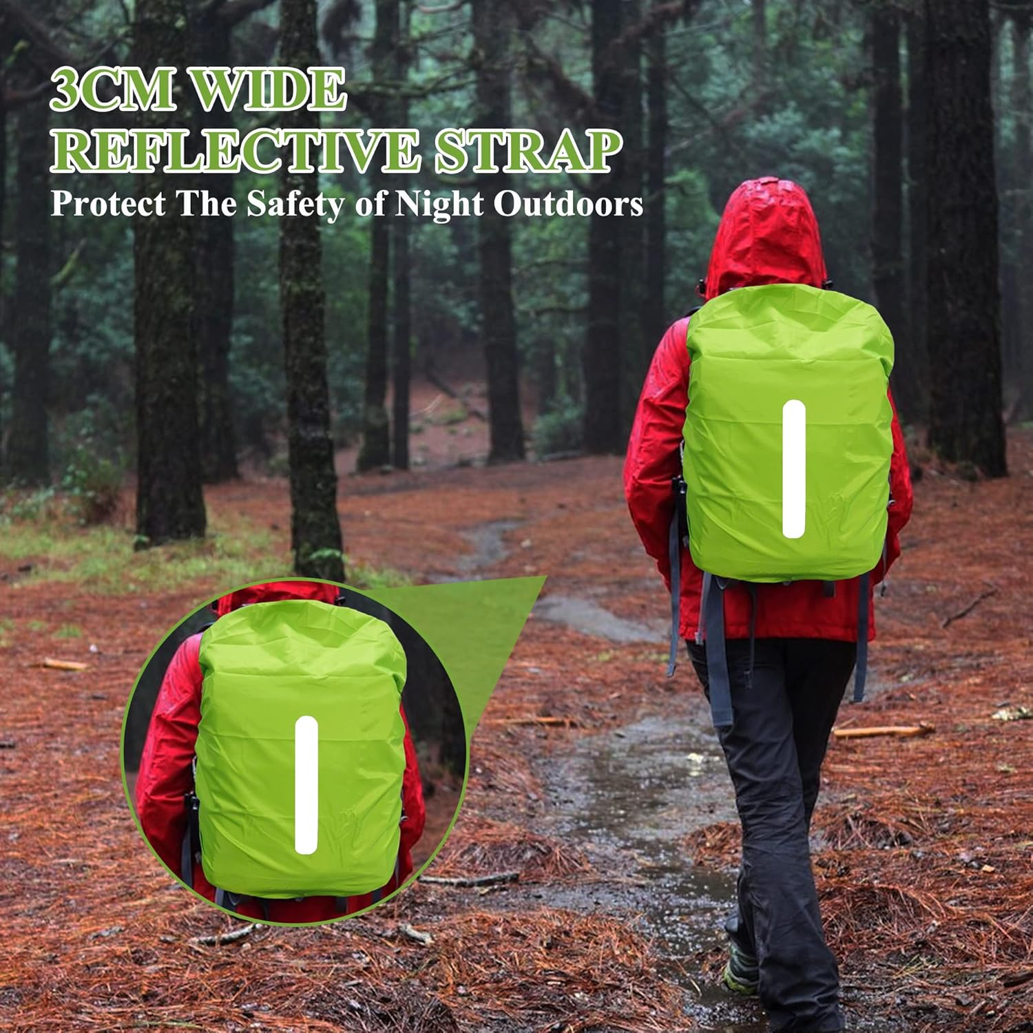 Pack of 2 Rain Covers for Backpacks with Reflective Strips, 15L-50L Waterproof Backpack Rain Cover, Rain Cover School Bag for Hiking, Camping, Travel, Cycling